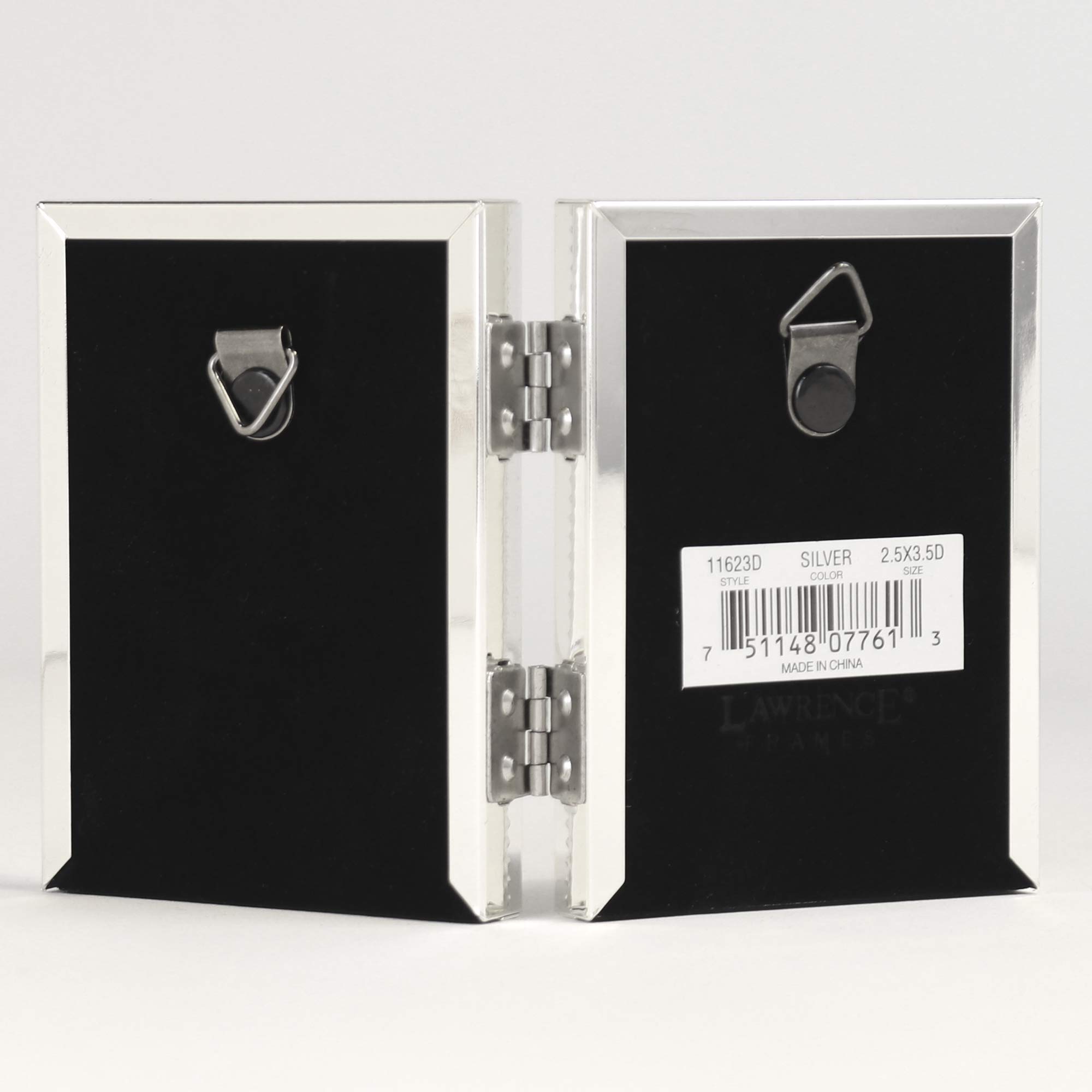 Lawrence Frames Bead Border Design 2.5x3.5 Double Silver Photo Frame - Perfect for Displaying Wedding, Graduation & Family Photos on Shelves or Desks