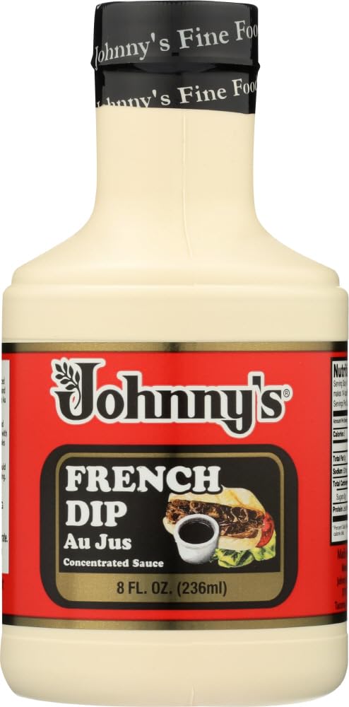 Johnny's Fine Foods Au Jus French Dip Sauce, 8 Fl Oz (Pack of 4) - Perfect for Sandwiches, Roast Beef, and Home Cooking