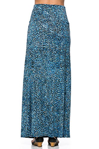 NYL Women's Everyday Basic Printed Long Poly Span Maxi Skirt - ASK-9001PS-D53, Size M | Flowy Casual Skirt for Summer, Beach, Vacation & Boho Outfits