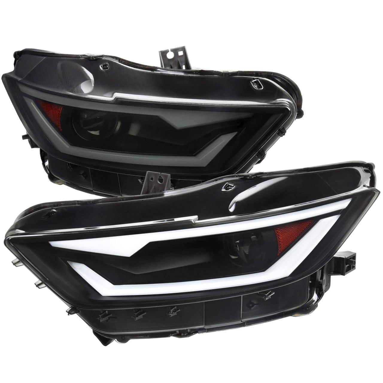 2015-2017 Ford Mustang & 2018-2020 Mustang Shelby LED Headlight Kit - HID/Xenon Switchback Sequential Turn Signals with Projector & Matte Black Smoke Lens - Upgrade for Night Driving & Enhanced Style