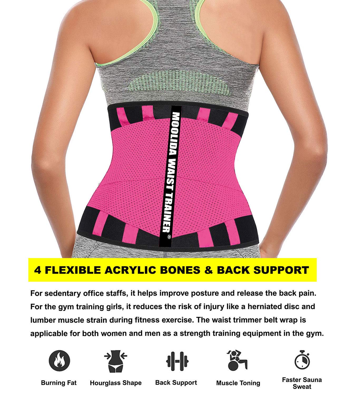 Moolida Waist Trainer Belt for Women & Men - Slimming Waist Trimmer, Workout Belt, Back Support for Fitness & Posture Correction - Perfect for Gym, Running, Weight Loss & Daily Wear