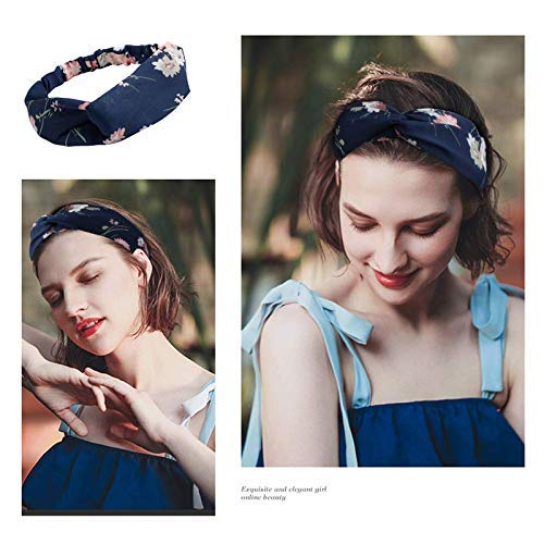 NAVMAV 4 Pack Boho Floral Headbands for Women - Elastic Hair Bands, Criss Cross Twisted Head Wraps - Stylish Hair Accessories for Girls & Women - Perfect for Yoga, Beach, Parties & Everyday Wear