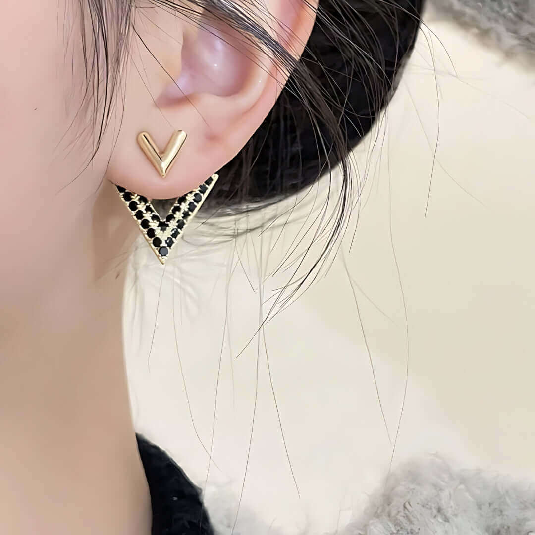 2-Way Essential V-Shaped Chevron Front & Back Ear Jacket Earrings | EH96 | Perfect for Parties, Weddings & Everyday Fashion Accessories