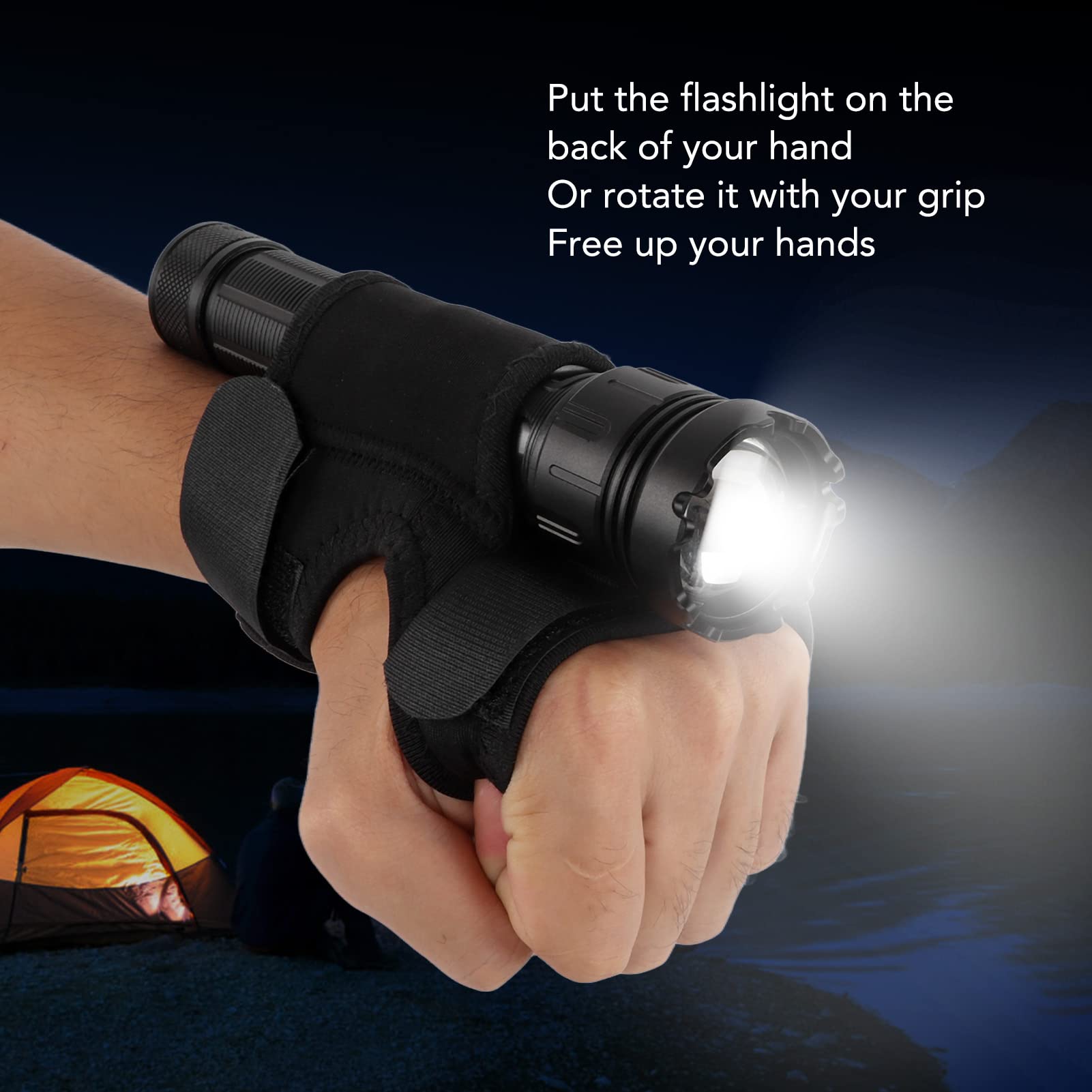 Waterproof Wrist Flashlight Holster for Scuba Diving - Adjustable Diving Flashlight Glove & Wrist Strap for 25-30mm Underwater Lights - Perfect for Night Diving, Cave Exploration & Marine Activities