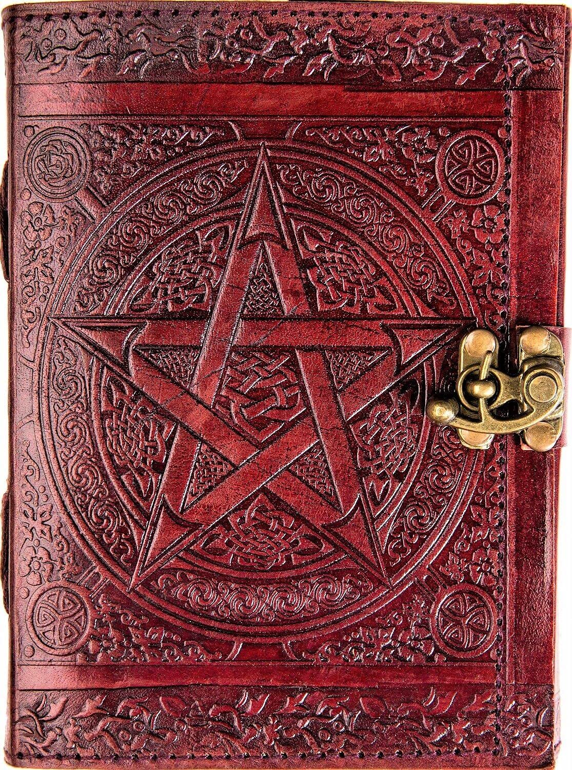 Premium Leather Pentacle Star Journal for Wicca & Witchcraft - Grimoire Book of Shadows with Thick Blank Pages | Perfect for Sketching, Writing & Spellwork | Wiccan Pagan Gift for Men & Women