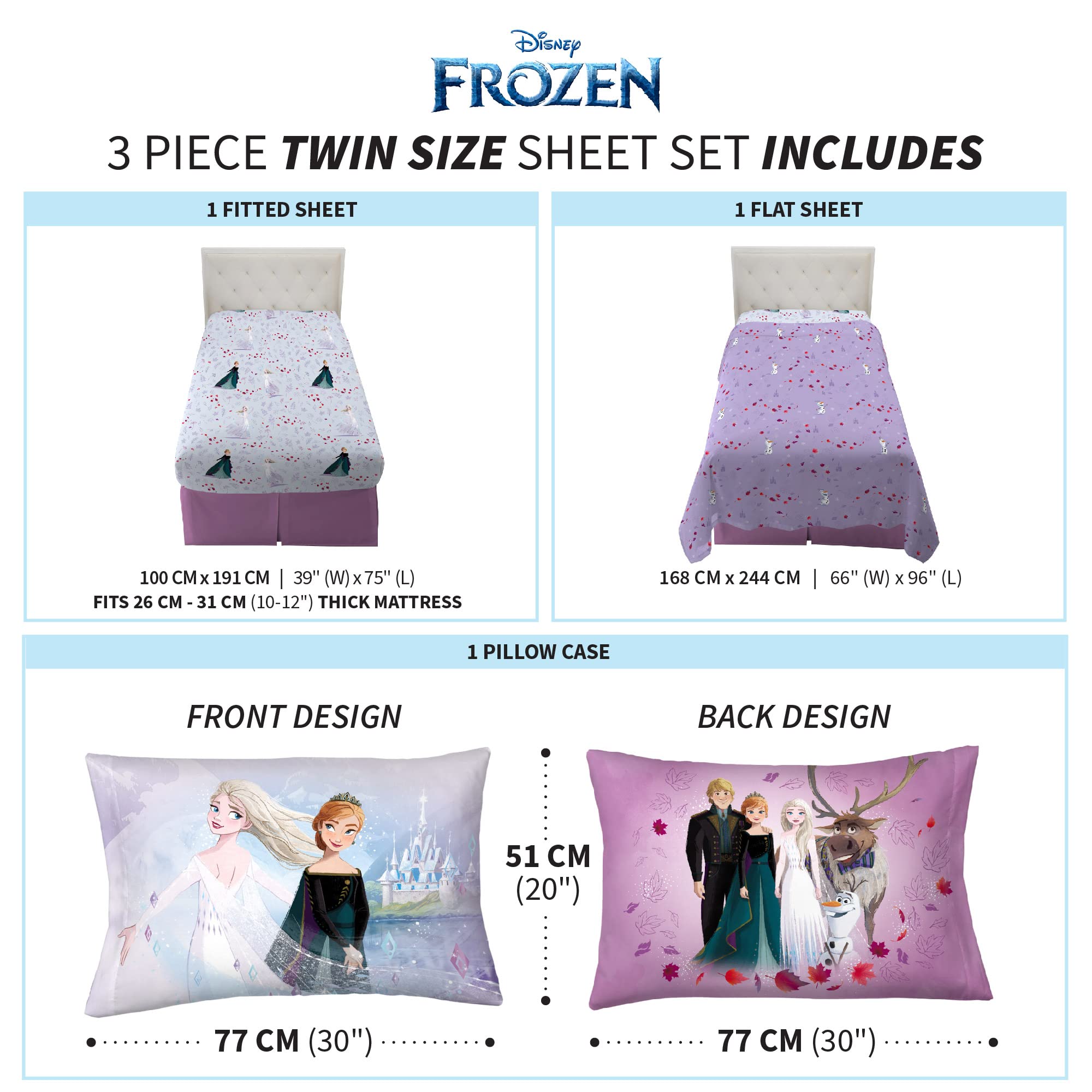 Disney Frozen 2 Twin Size Kids Bedding Set - Ultra Soft Microfiber Sheet for Boys & Girls | Perfect for Kids' Rooms, Sleepovers & Themed Bedrooms