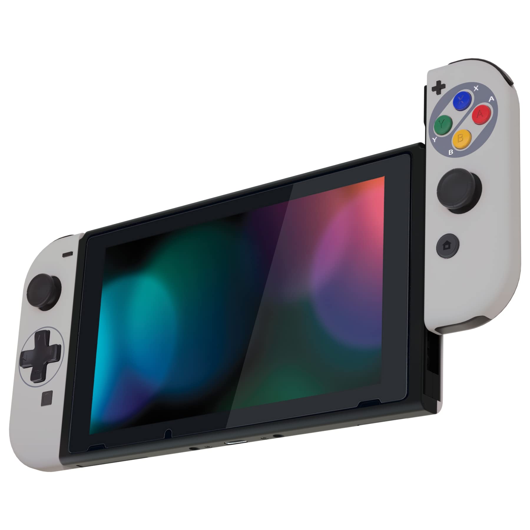 eXtremeRate Replacement Shell with D-Pad Buttons for Nintendo Switch Joycon (D-Pad Version) - Custom SNES Classic Design for Nintendo Switch & OLED Joycon - Perfect for Retro Gaming & Controller Customization