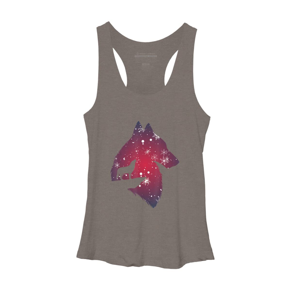 Funny Christmas Wolf with Snowfall Graphic T-Shirt for Women, Adults, Kids - Holiday Themed Racerback Tank Top by NekoShop - Perfect for Christmas Parties, Family Gatherings & Festive Outfits