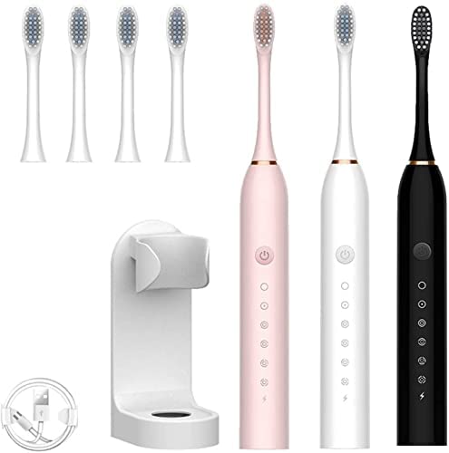 Sonic Electric Toothbrush with 4 Brush Heads - 6 Cleaning Modes for Deep Cleaning, Whitening & Sensitive Teeth - Waterproof & Portable for Adults & Kids - Perfect for Travel, Home & Family Use - 3 Color Options