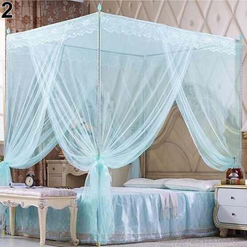 Romantic Princess Lace Mosquito Net Canopy - No Frame Bed Netting for Twin, Full, Queen & King Size Beds - Blue Full Size - Perfect for Bedroom Decor, Outdoor Camping & Nursery Protection