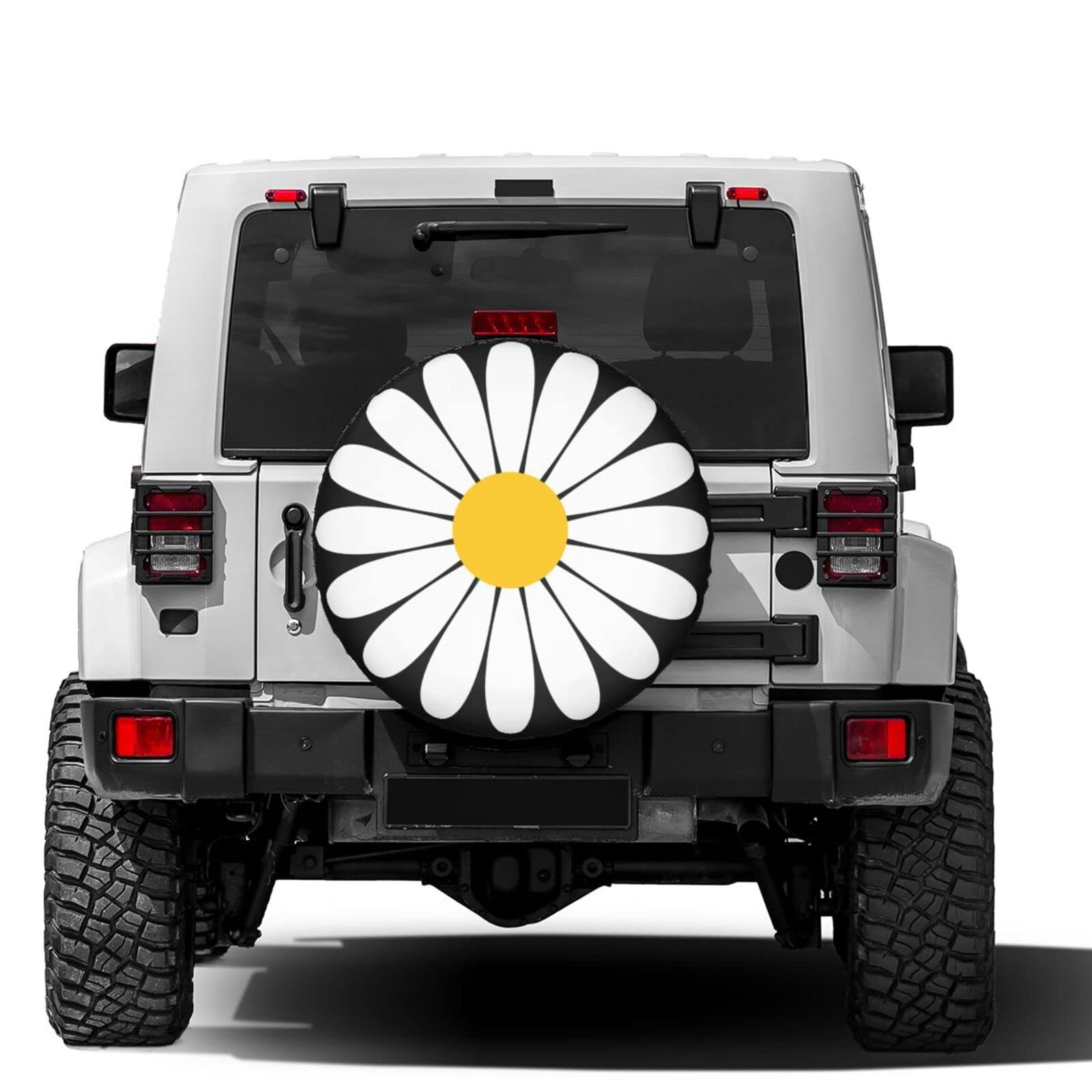 **Foruidea Daisy Flower Spare Tire Cover - Dust-Proof Wheel Cover for 16 Inch Tires - Fits Trailer, RV, SUV & More - Perfect for Outdoor Travel & Camping**