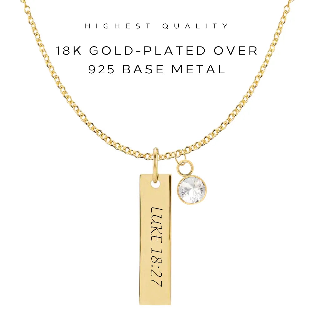 Personalized Engraved Vertical Bar Necklace - Custom Name & Date Jewelry Gift for Women - Perfect for Anniversaries, Birthdays & Special Occasions