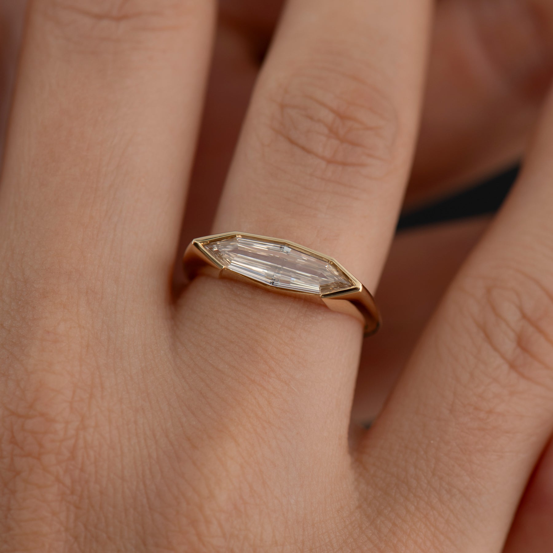 Exquisite Step Cut Marquise Diamond Solitaire Ring - Unique One-of-a-Kind Jewelry for Engagement, Wedding & Special Occasions