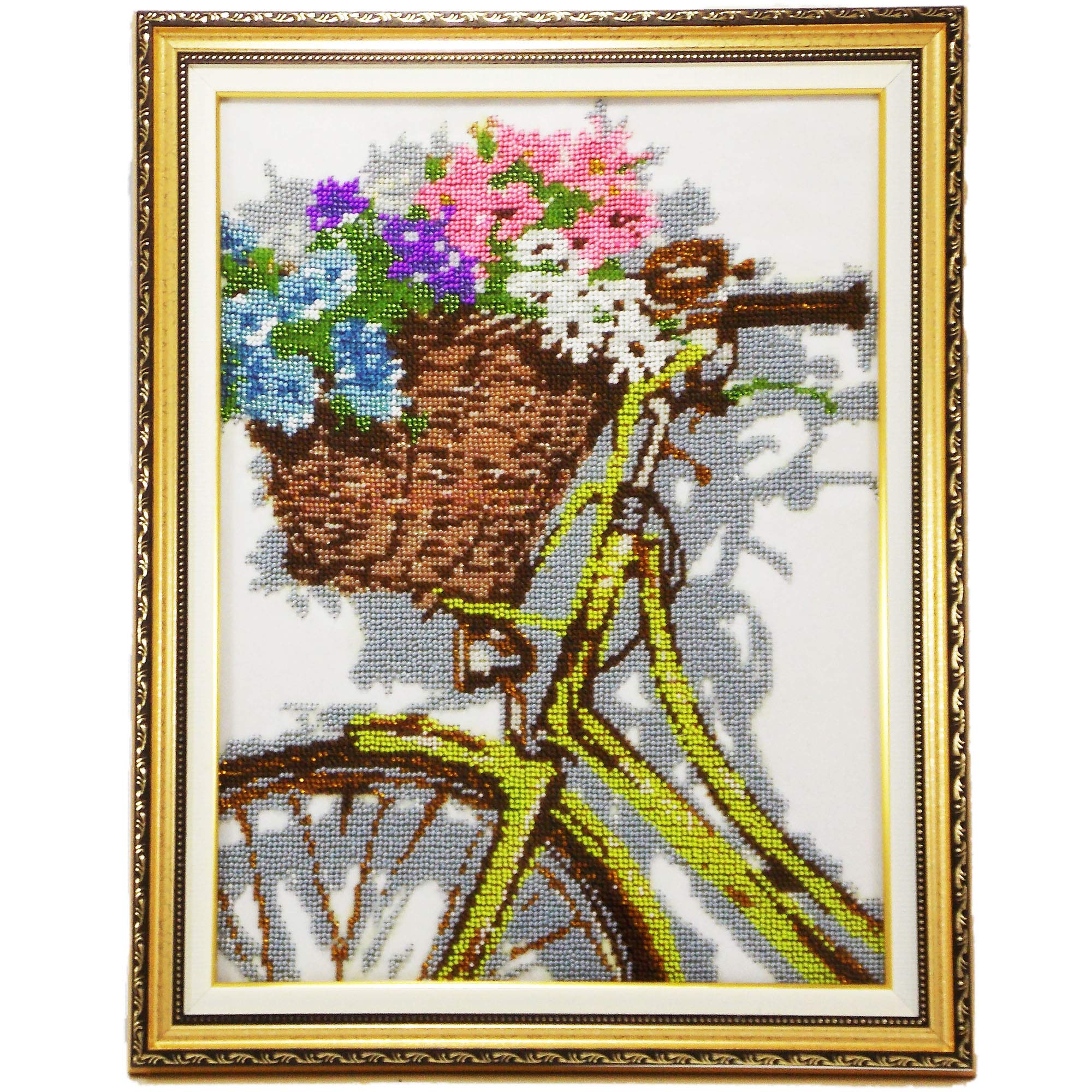 Vintage Bicycle Art Wall Decor - Floral Basket Illustration for Bike Lovers - Perfect Gift for Cycling Enthusiasts & Outdoor Adventure Decor - Home, Office, or Cafe Wall Art
