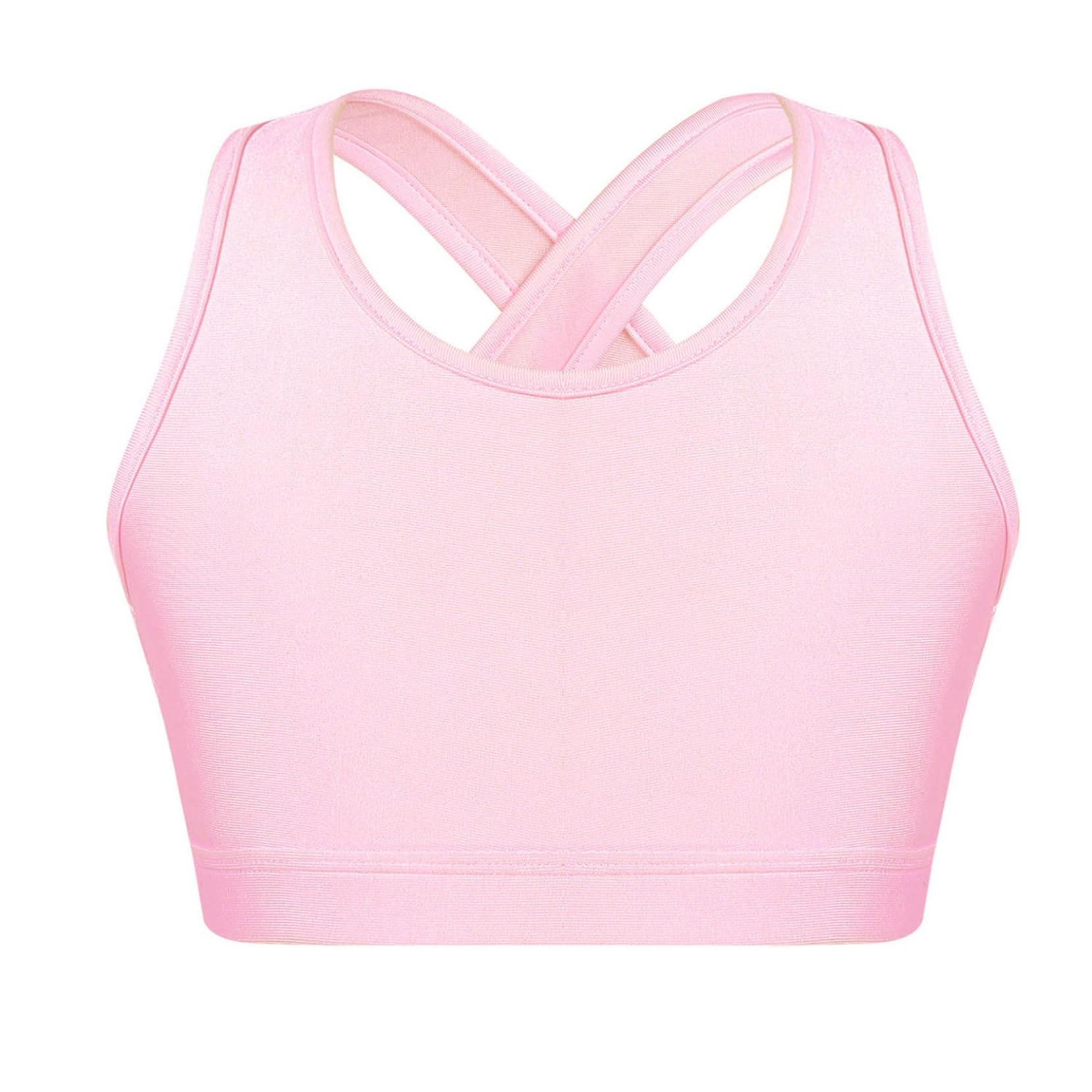 Yartina Girls Ballet Dance Sports Bra - Criss Cross Back Gymnastics Workout Tank Top for Kids - Yoga Crop Top for Dance, Gymnastics & Fitness Training
