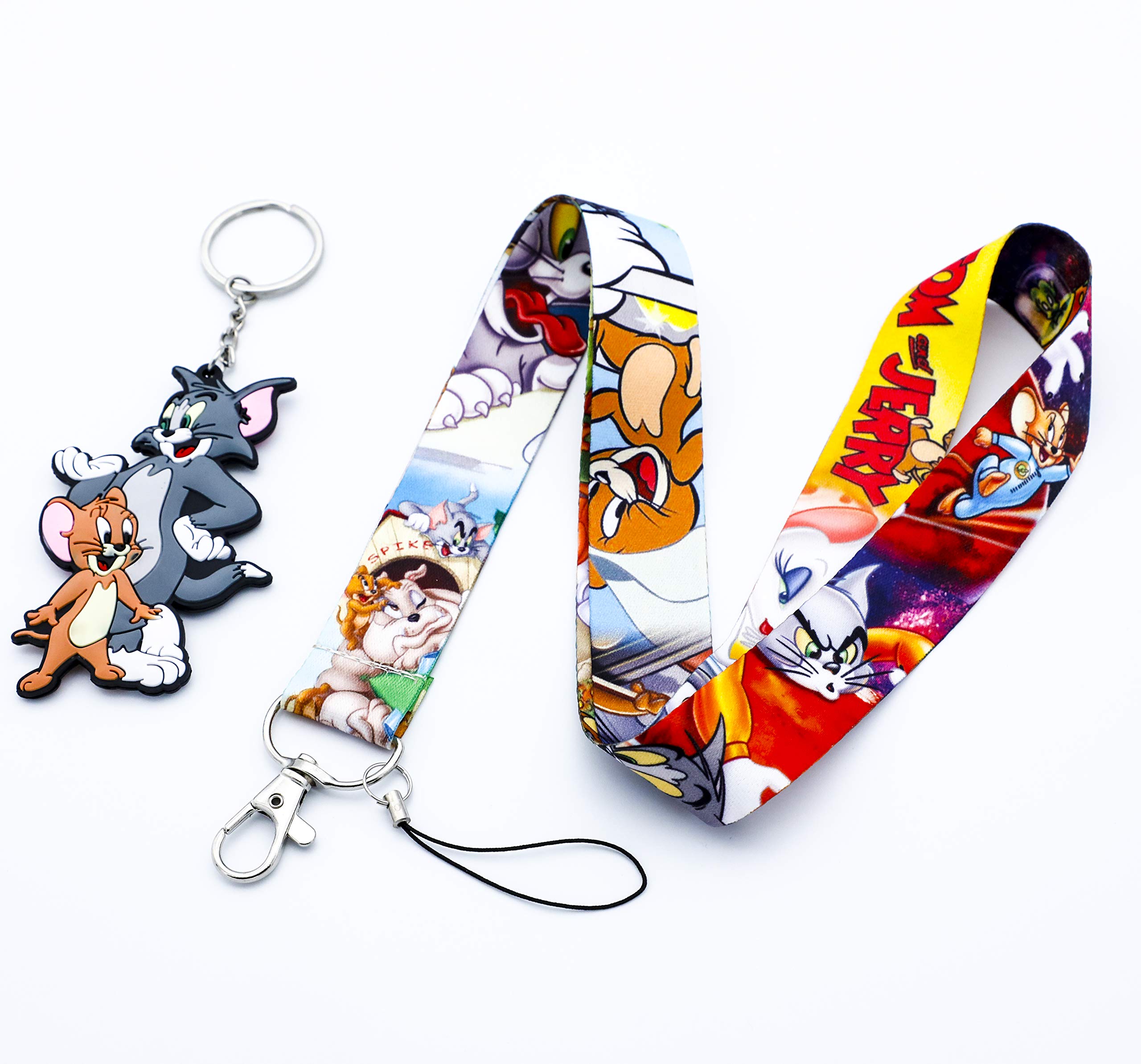 Tom and Jerry Cartoon Lanyard with Acrylic Keyring - ID Card Badge Holder for Work, School & Events (Multiple Colors) - Perfect for Office, Convention & Fan Gifts