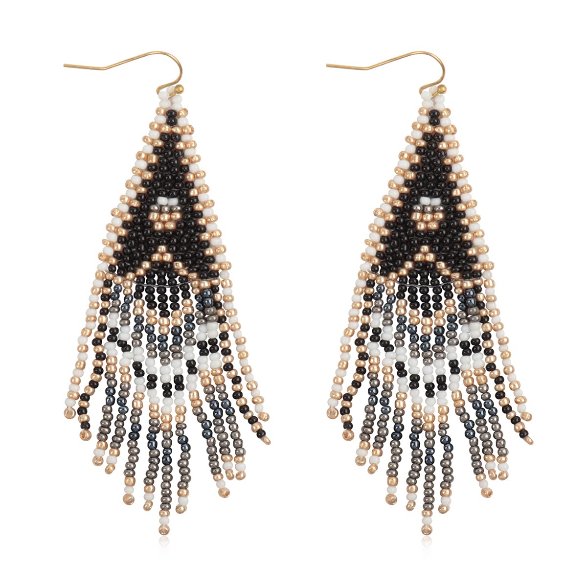 Bohemian Bead Dangle Statement Tassel Earrings for Women - Fringe Chandelier Drop Earrings for Party, Wedding & Festival | Handmade Boho Jewelry Gift