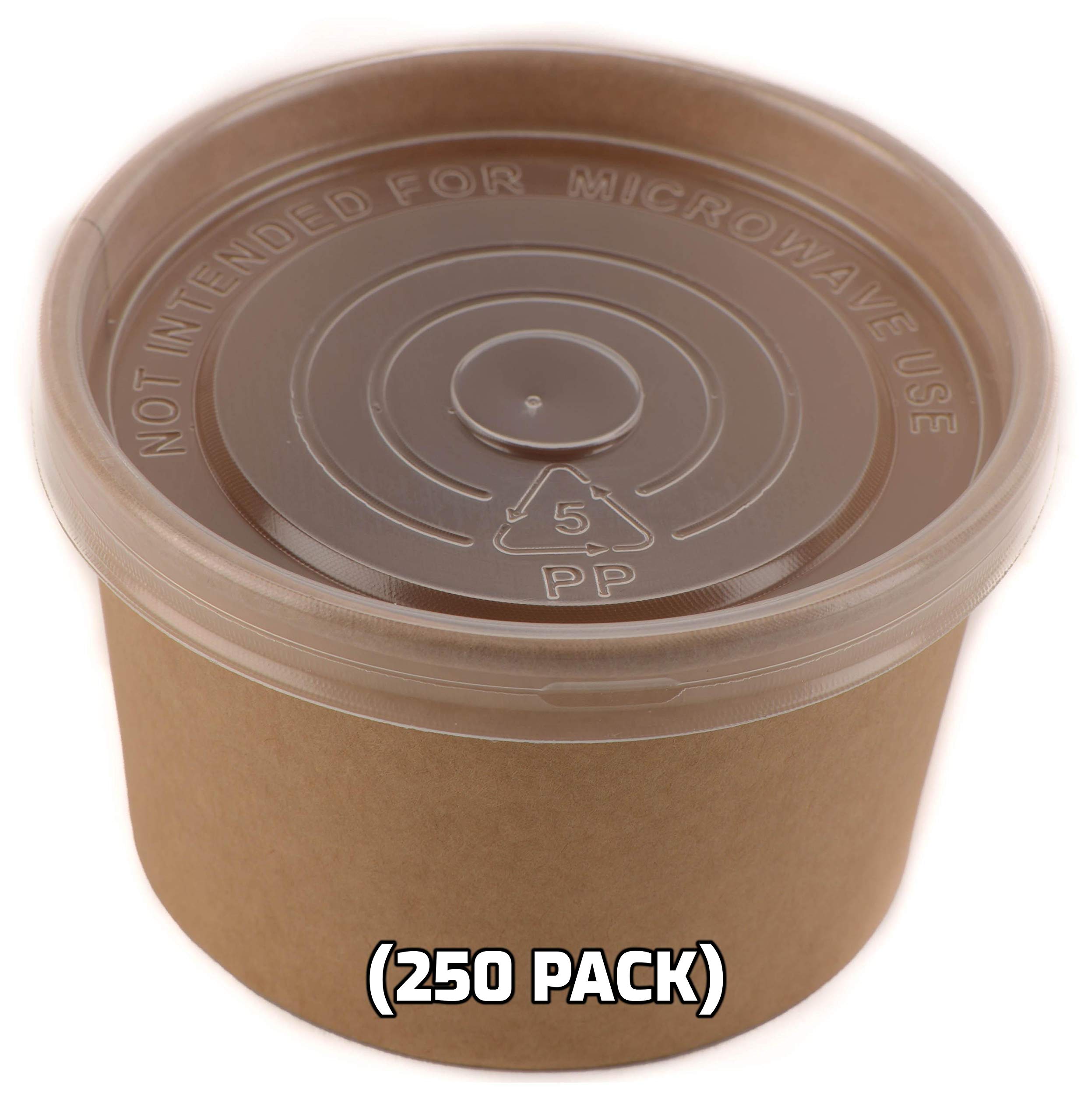[250 Pack] 8 oz Disposable Kraft Paper Soup Containers with Lids - Eco-Friendly Takeout Containers for Ice Cream, Frozen Yogurt, Salads | Microwave Safe, Leak Proof Food Storage | Perfect for Restaurants, Catering & Meal Prep
