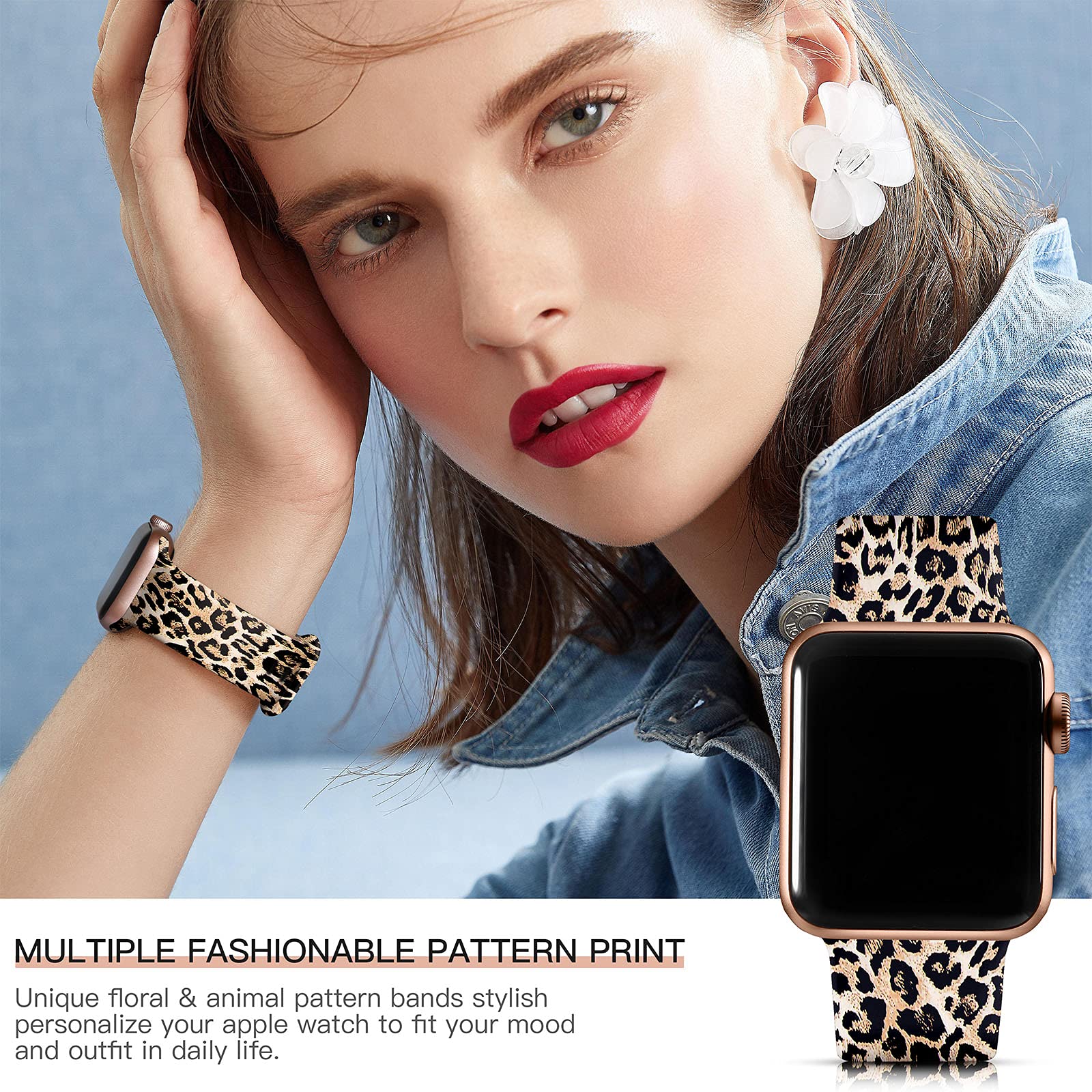 Lerobo Cheetah Print Silicone Band Compatible with Apple Watch 38mm 40mm 41mm - for iWatch Series SE/9/8/7/6/5/4/3/2/1 - Leopard Pattern Sport Strap for Women & Men - Fade Resistant Soft Comfortable Watchband (S/M) - Perfect for Workouts, Running & Everyday Fashion Accessory