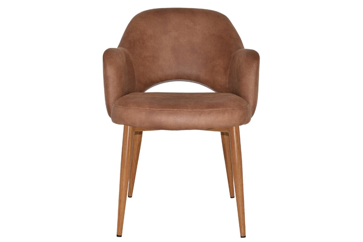 EZ Hospitality Cairo Indoor Armchair with Metal Base - Slim Light Oak 4-Leg Design for Living Room, Office, or Lounge Comfortable Seating