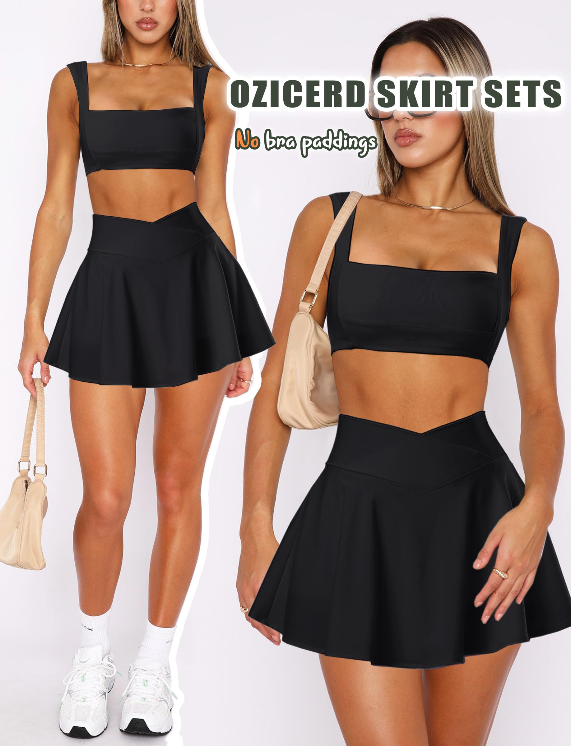 Women's 2-Piece Tennis Skirt Set - Athletic Mini Skirt & Top Outfit for Pickleball, Golf & Casual Wear | Breathable & Comfortable Sportswear for Active Lifestyles