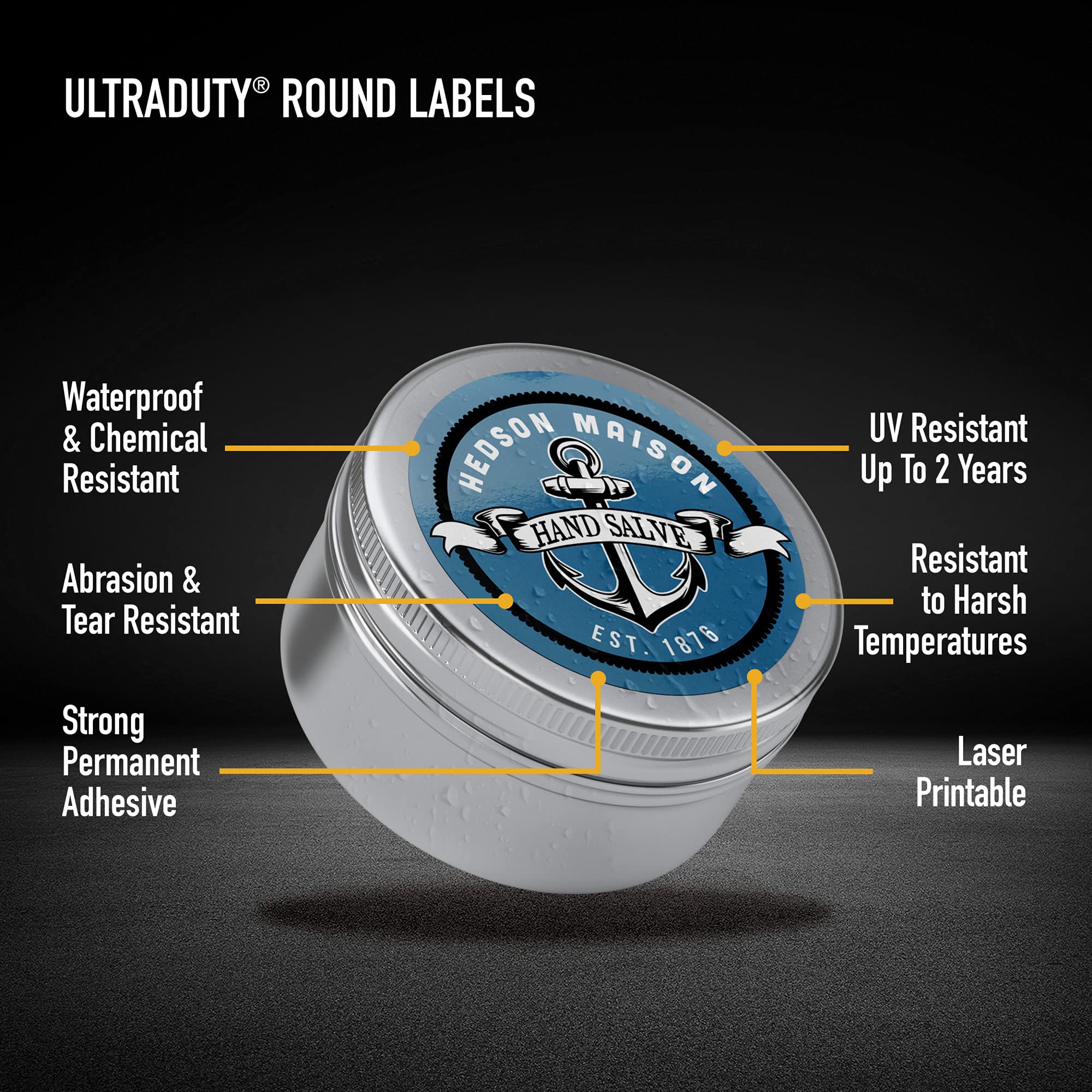 Avery UltraDuty GHS Labels - 2 Inch Round Waterproof Labels (300 Pack, White) - Durable Chemical Safety Labels for Laser Printers - Perfect for Hazardous Material Containers & Workplace Safety Compliance