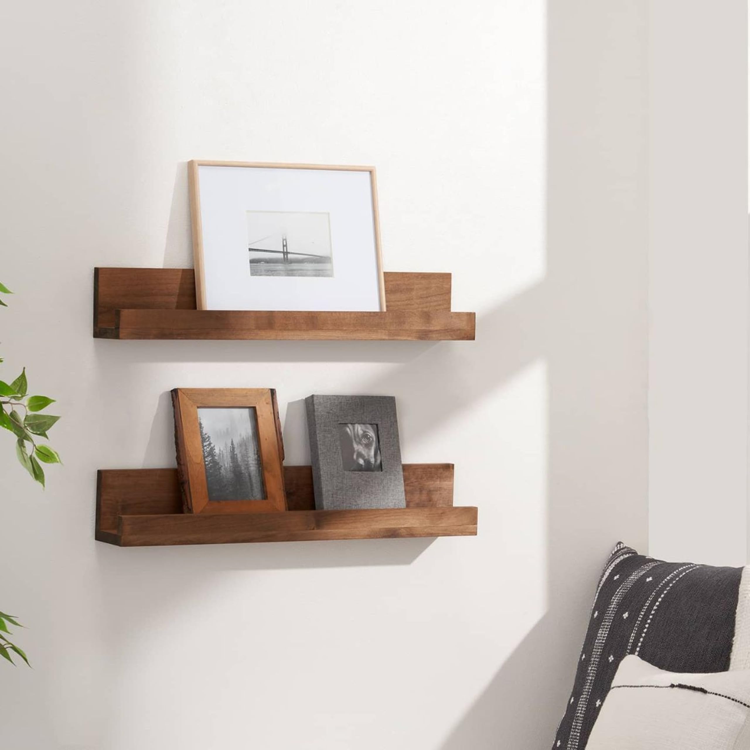 28-Inch Floating Wall Shelves Set of 2 - Rustic Farmhouse Style Wooden Shelves for Home Decor - Perfect for Bedroom, Bathroom, Kitchen & Living Room - 4