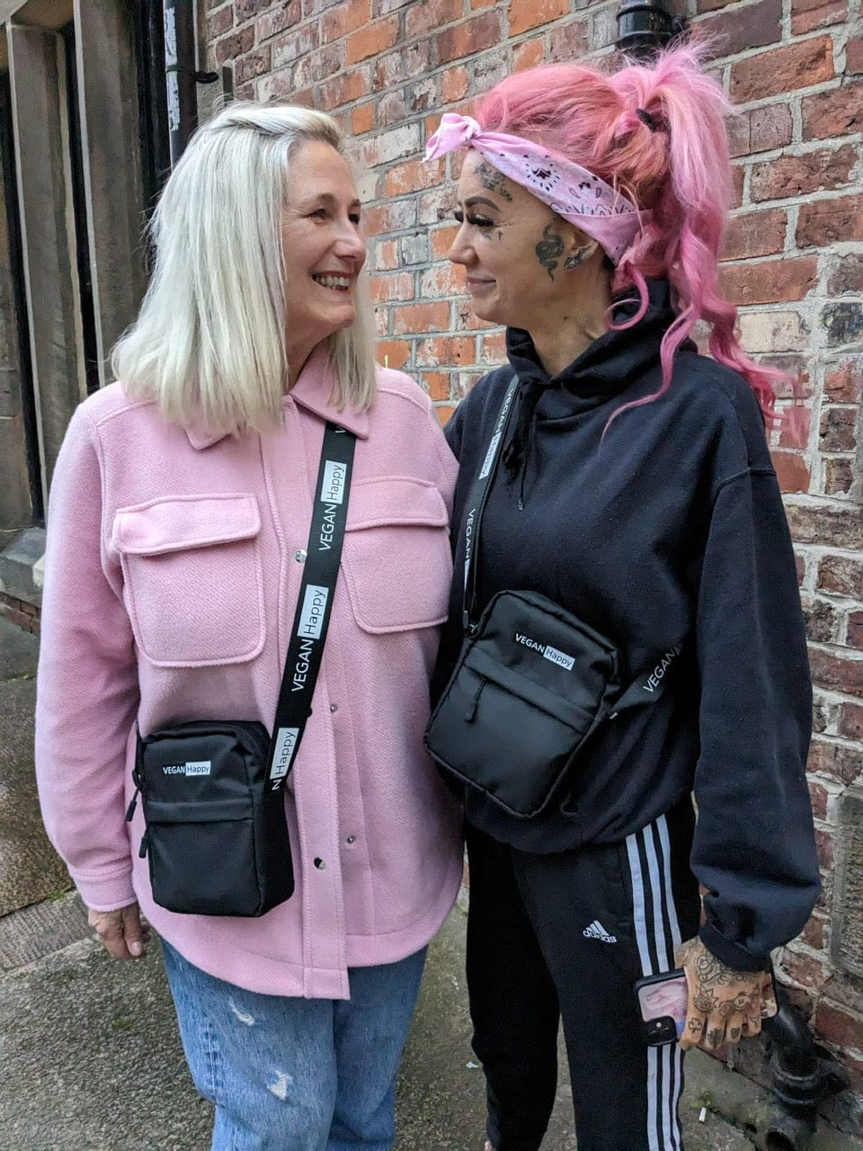 Vegan Happy Logo Mini Reporter Bag - Eco-Friendly Crossbody Purse for Women | Black | Perfect for Work, Travel & Everyday Use