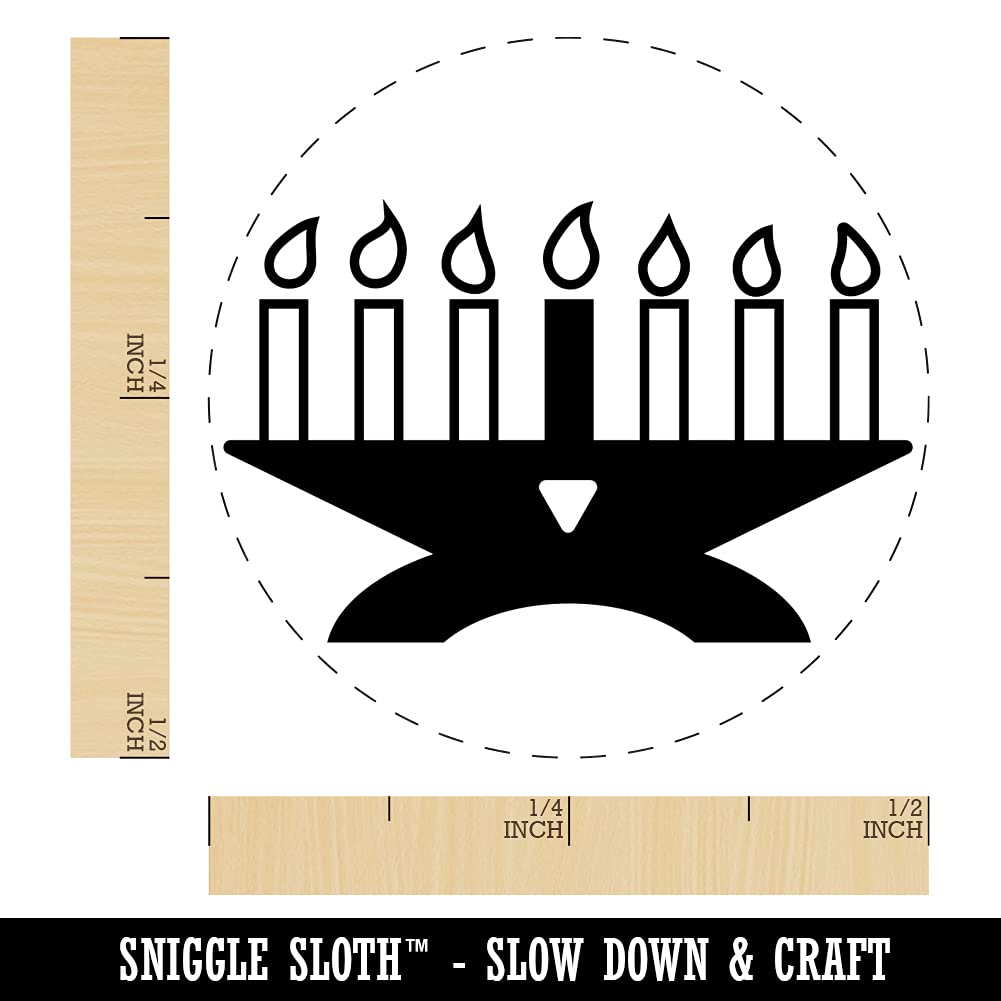 Kwanzaa Kinara with Candles Self-Inking Rubber Stamp - 1/2 Inch Mini Craft Stamp for Scrapbooking, Card Making & Planner Decor - Yellow Ink for Holiday Crafts & DIY Projects