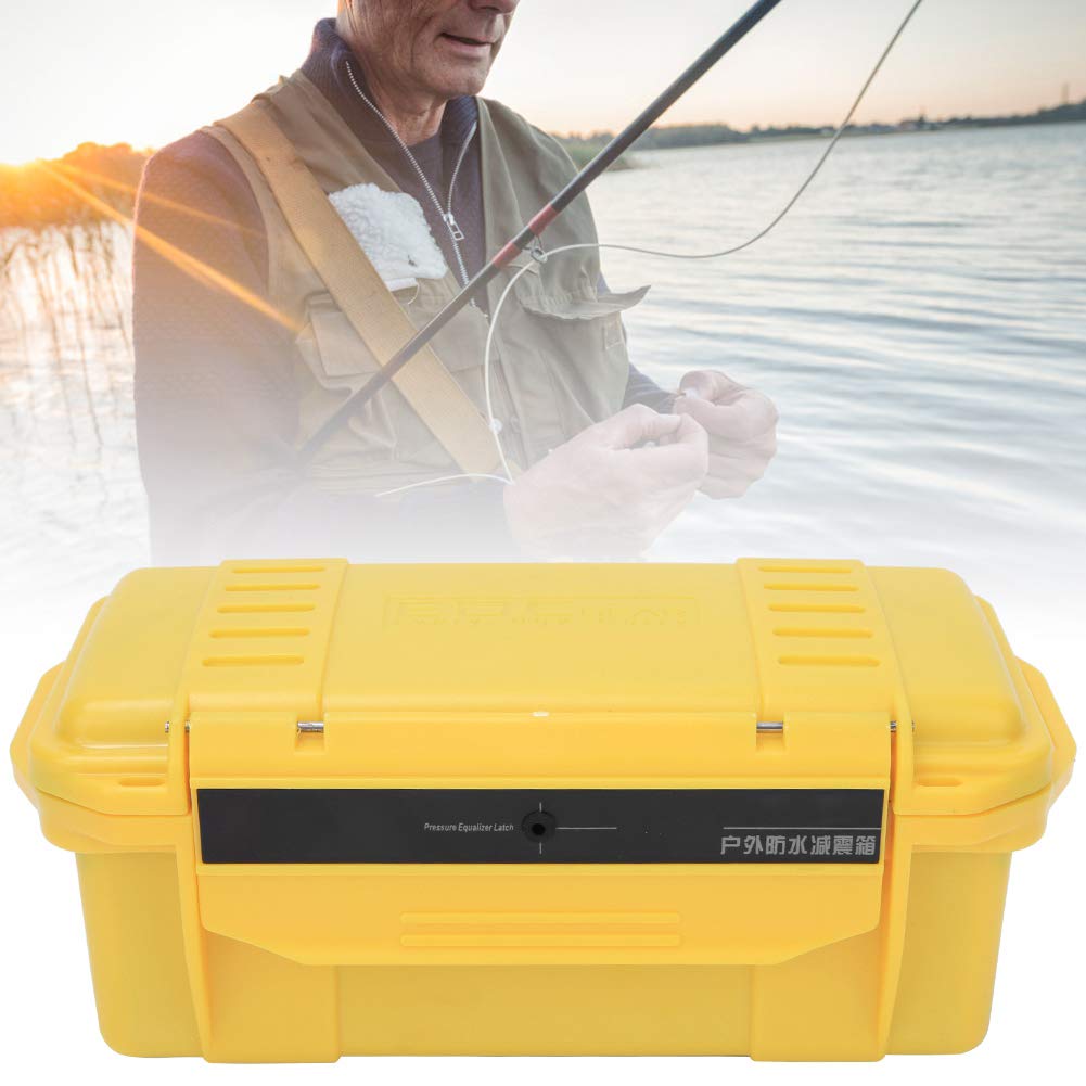 Shockproof Waterproof Hard Plastic Dry Storage Box - Outdoor Survival Sealed Container with Buffer Cushion, Pressure-Resistant Case for Camping, Hiking & Emergency Preparedness (Yellow)