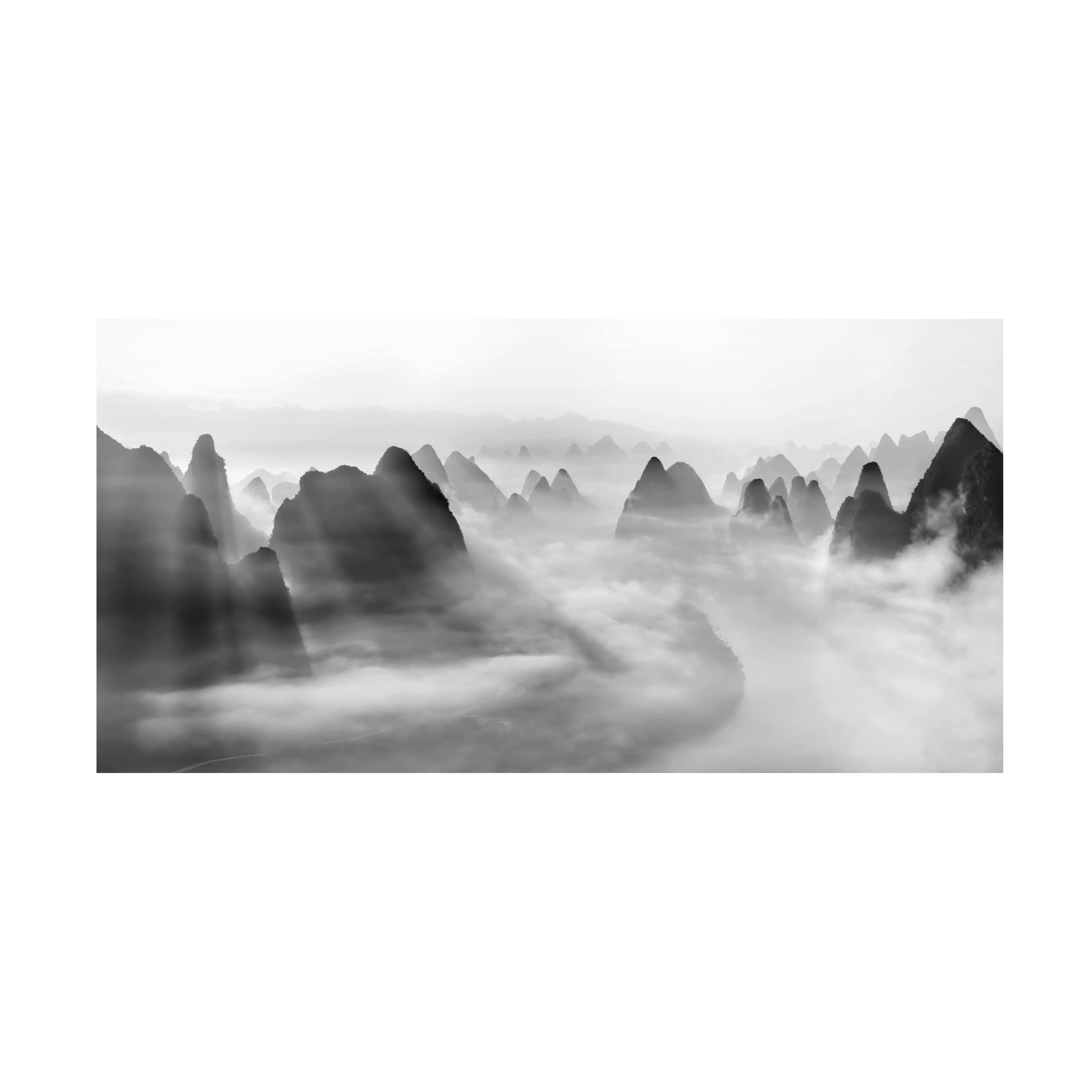 Trademark Fine Art 'Yangshuo Morning Fog' Landscape Canvas Painting by Hua Zhu - Perfect for Living Room, Bedroom & Office Wall Decor