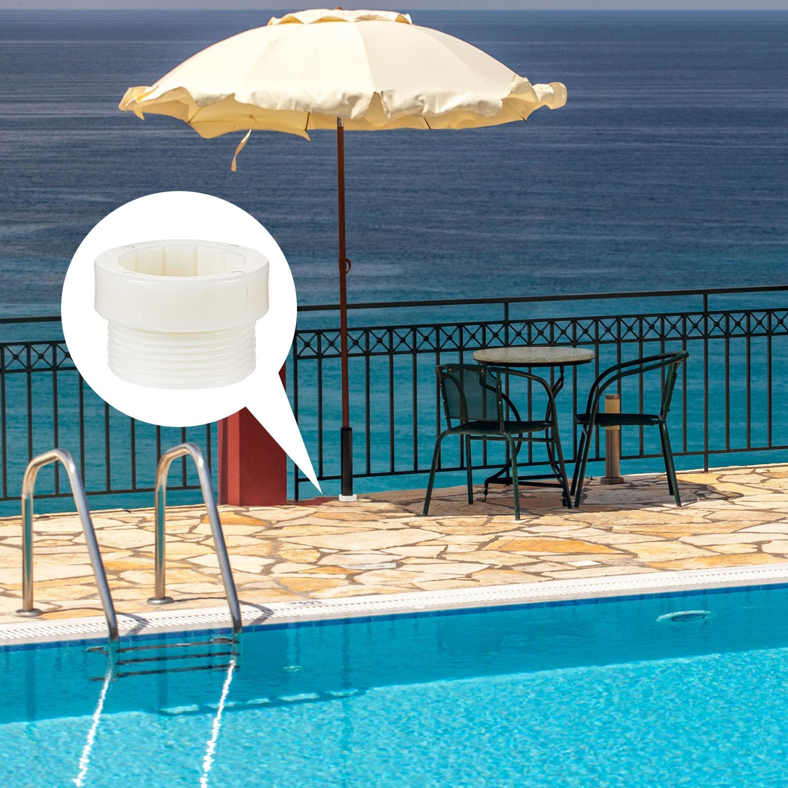 Thyle 2 Pack White Pool Umbrella Stabilizer Adapter - 1 3/4