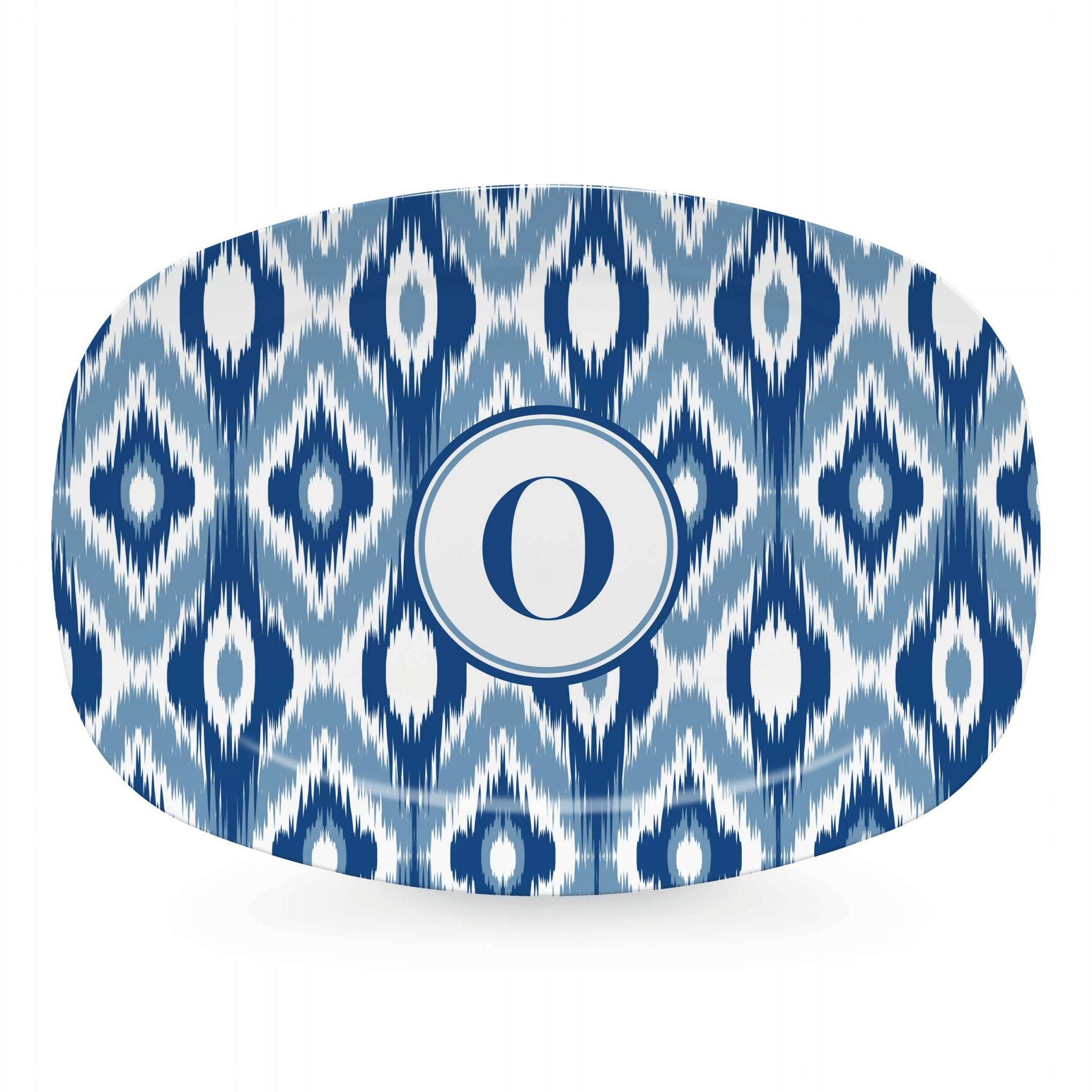 Blue Ikat Ceramic Serving Platter - Handcrafted Decorative Tray for Entertaining, Dining & Home Decor - Perfect for Parties, Weddings & Special Occasions