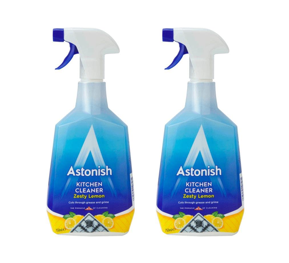 Astonish Kitchen Cleaner Trigger Spray 750ml (Pack of 2) - Powerful Degreaser for Stovetops, Ovens & Countertops - Safe for Food Surfaces & Stainless Steel