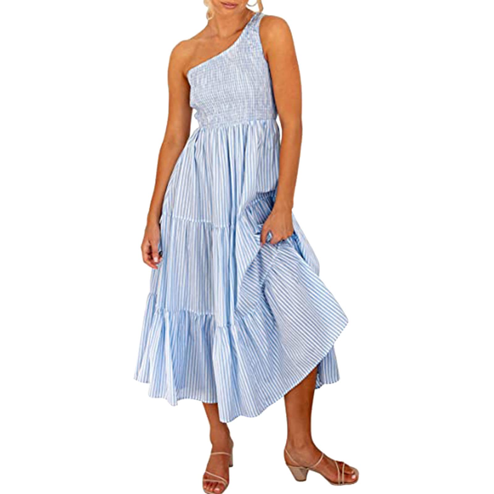Women's Summer Spaghetti Strap Dress - Solid Color Sleeveless Ruffle Corset A-Line Swing Mini Bodycon Dress | Perfect for Beach, Party & Casual Outings
