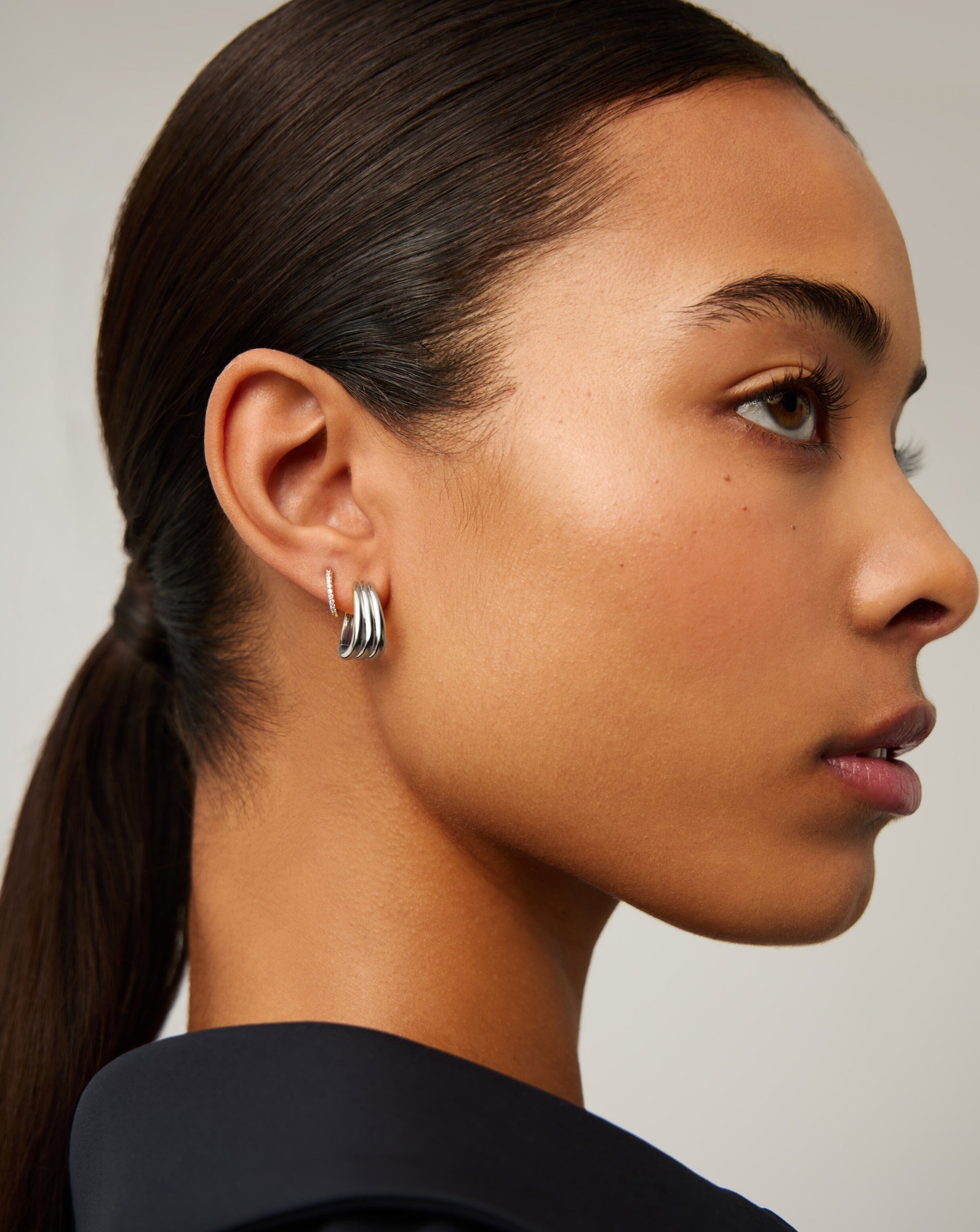 Savi Triple Ridge Hoop Earrings for Women - 925 Sterling Silver Dangle Earrings | Elegant Jewelry Gift for Birthday, Anniversary & Everyday Wear