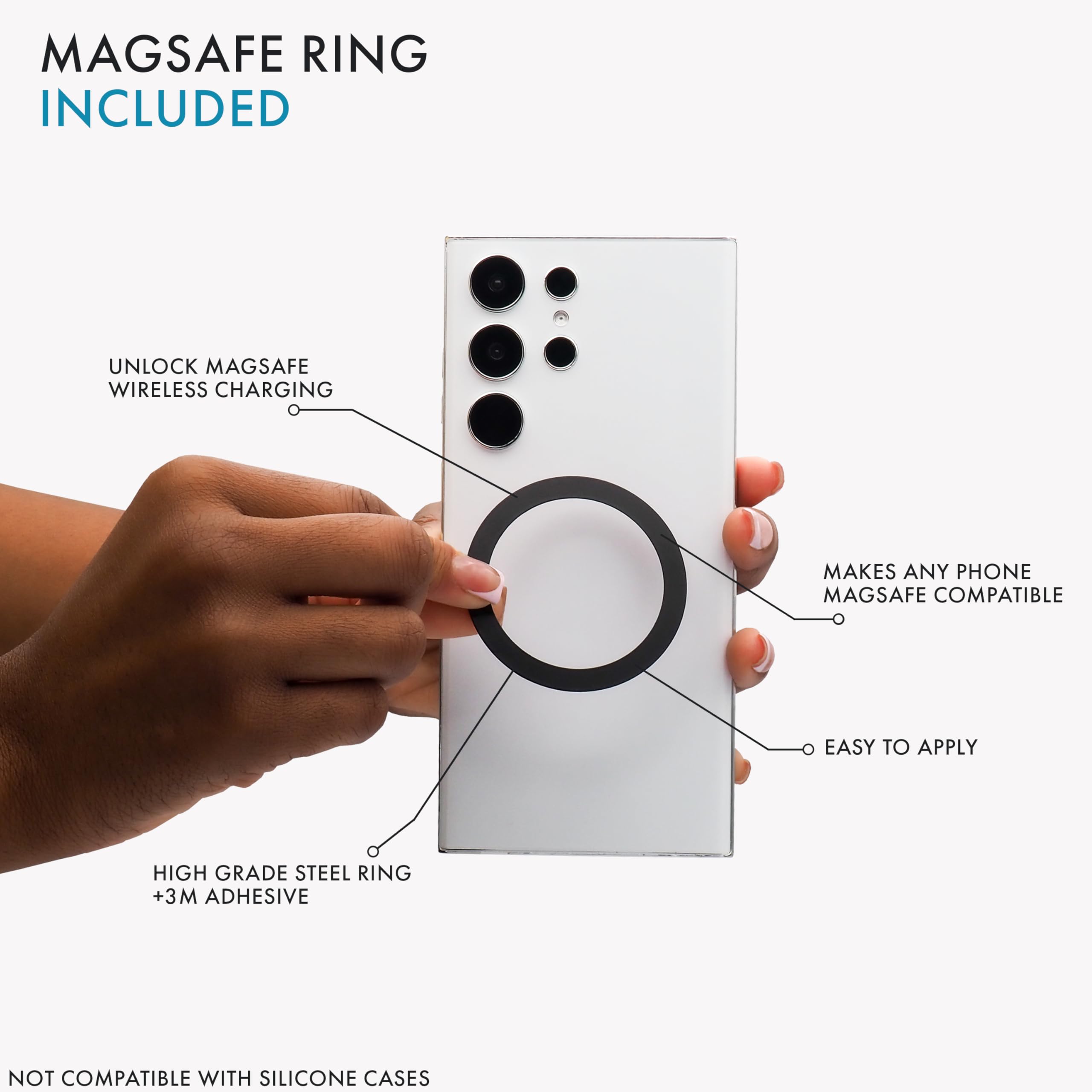 LoveHandle PRO Magnetic Phone Grip with Kickstand - MagSafe Compatible Phone Mount, Stand & Strap for iPhone & Tablets - Includes MagSafe Ring - Universal Fit for All Devices - Soft Black Silicone - Perfect for Driving, Video Calls & Hands-Free Use