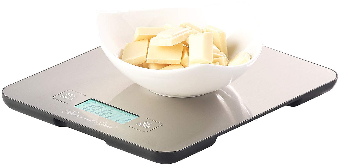 Rosenstein & Söhne Digital Kitchen Scale - 15kg Capacity, 1g Precision Stainless Steel Food Scale with Timer | Perfect for Baking, Cooking, Meal Prep & Portion Control (Battery-Free)