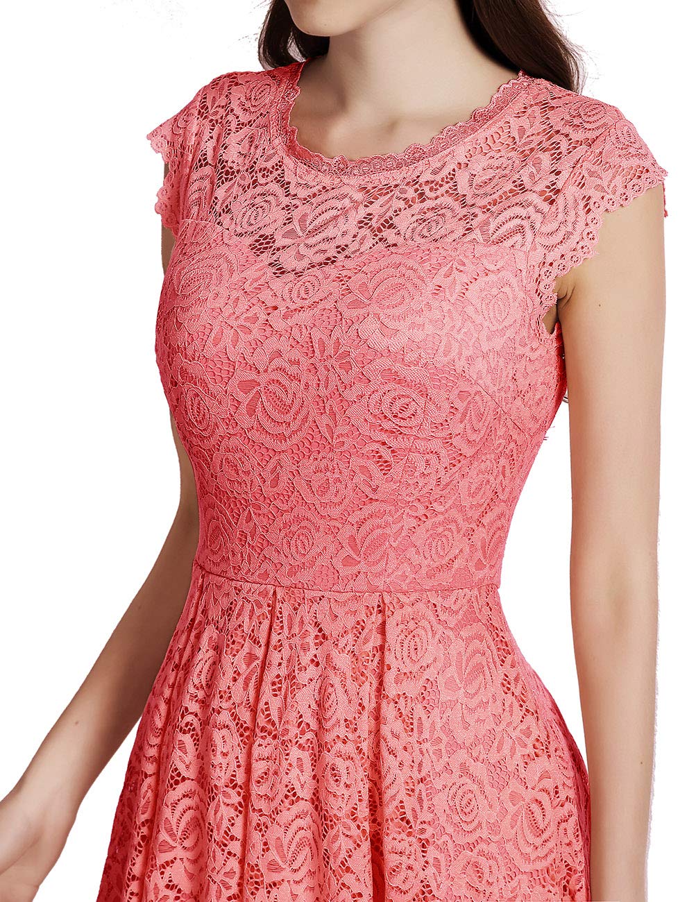 Elegant Floral Lace A-Line Cocktail Dress for Women - Prom, Graduation & Wedding Guest Dress - Perfect for Formal Events & Special Occasions
