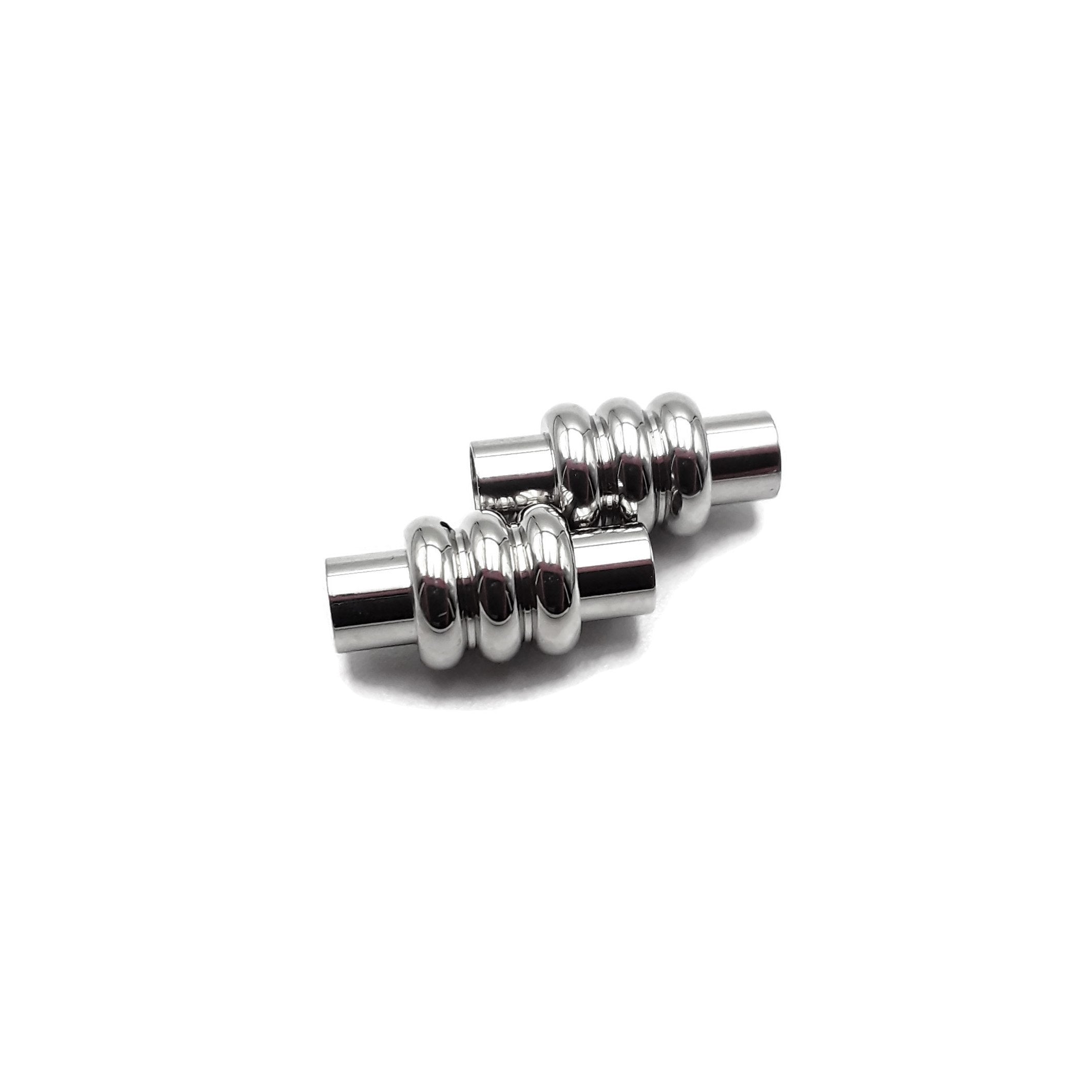 Premium 304 Stainless Steel Magnetic Clasp - 3 Ring Cylinder 9x20mm (2-Pack) - Secure Jewelry Fastener for Necklaces, Bracelets & DIY Craft Projects