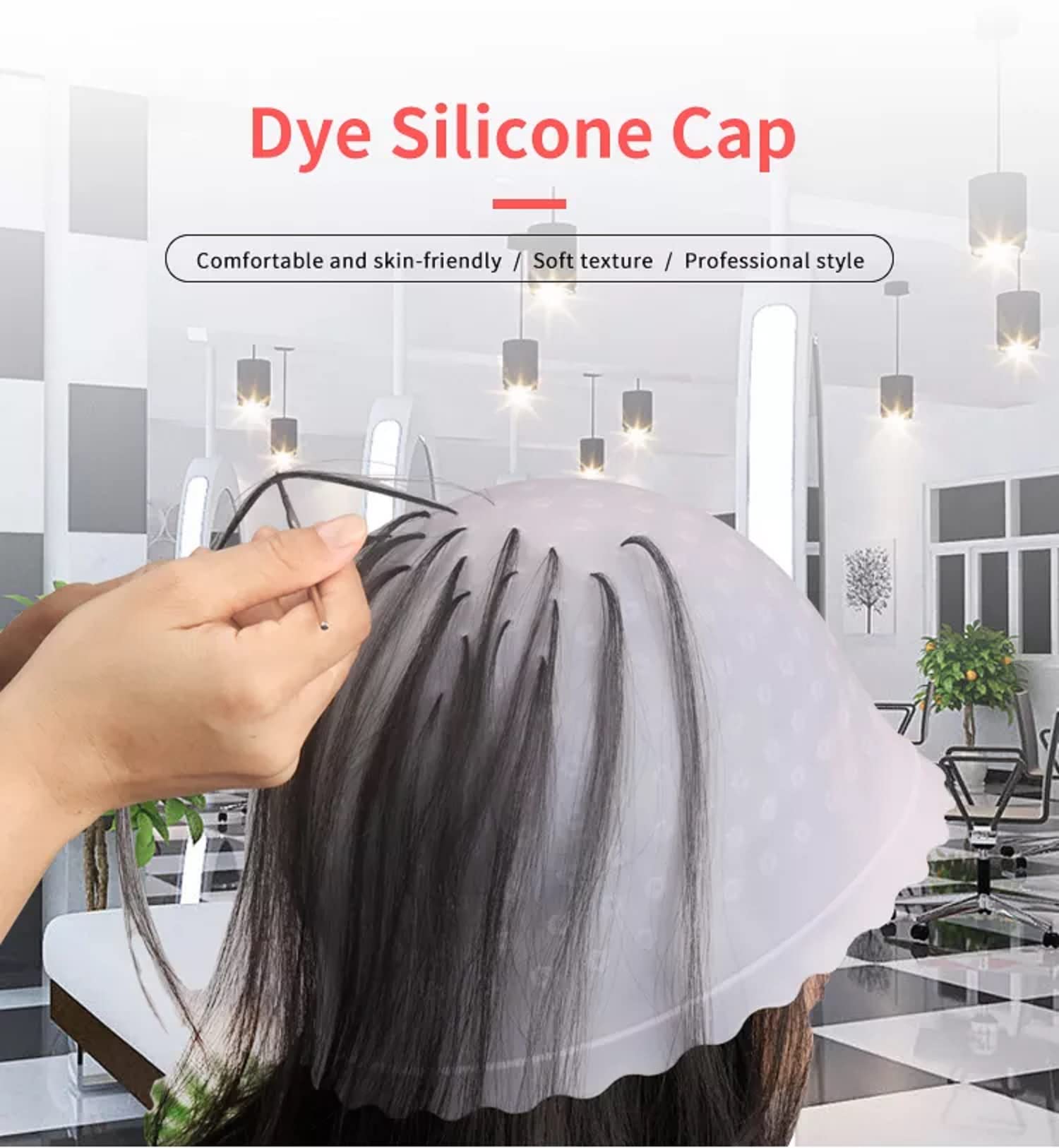 Shri Kanth Professional Silicone Hair Highlighting Cap with Metal Hook - Reusable Bleaching & Hair Dye Cap for Salon & Home Use | Perfect for Highlights, Balayage, Ombre & Root Touch-Ups