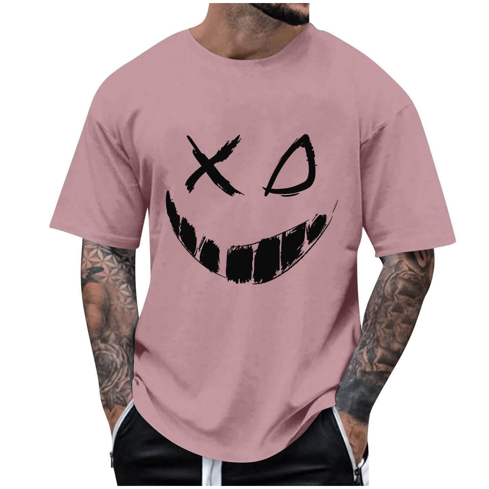 Men's Graphic Tee Shirts - Short Sleeve Drop Shoulder T-Shirts for Summer | Hip Hop Streetwear Tops with Trendy Prints | Perfect for Casual Wear, Music Festivals & Urban Fashion