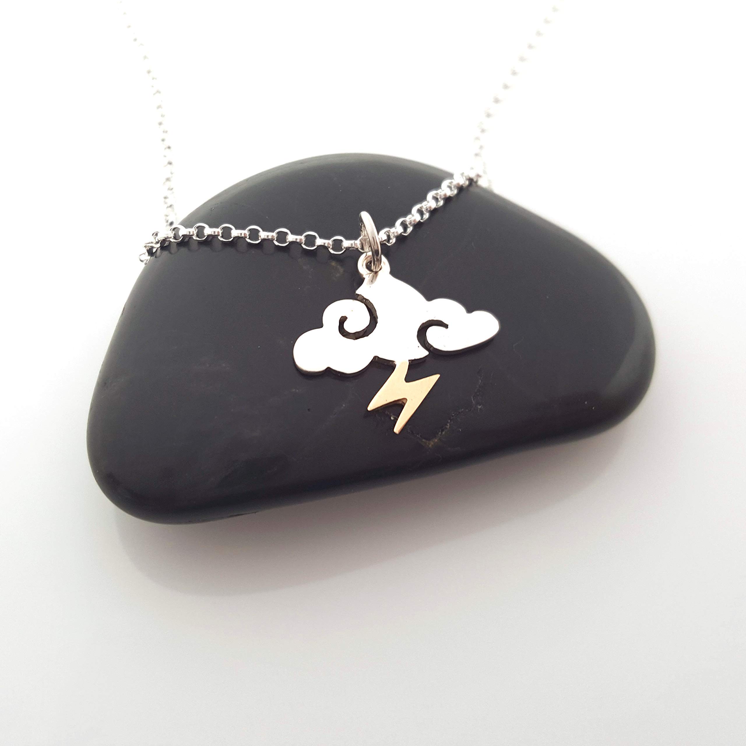 Storm Charm Necklace - Sterling Silver Cloud & Lightning Pendant Jewelry - Perfect Gift for Women, Birthday, Anniversary - Boho Chic Layering Necklace for Everyday Wear & Special Occasions
