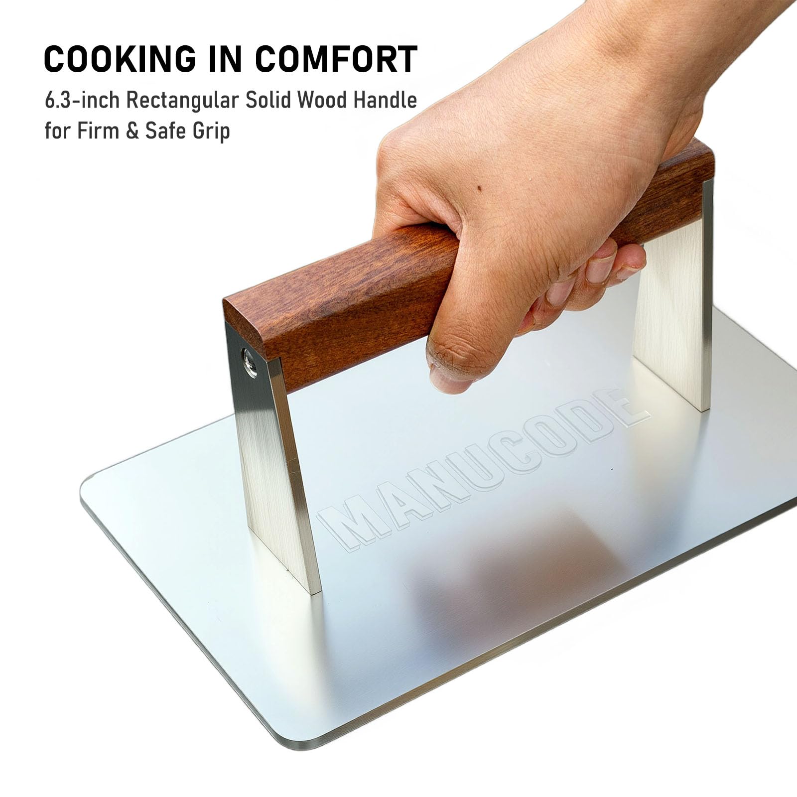 3LB Heavy Stainless Steel Bacon Press - Flat Top Grill & Griddle Accessories for Searing Smash Burgers, Steaks & Sandwiches - 9.25