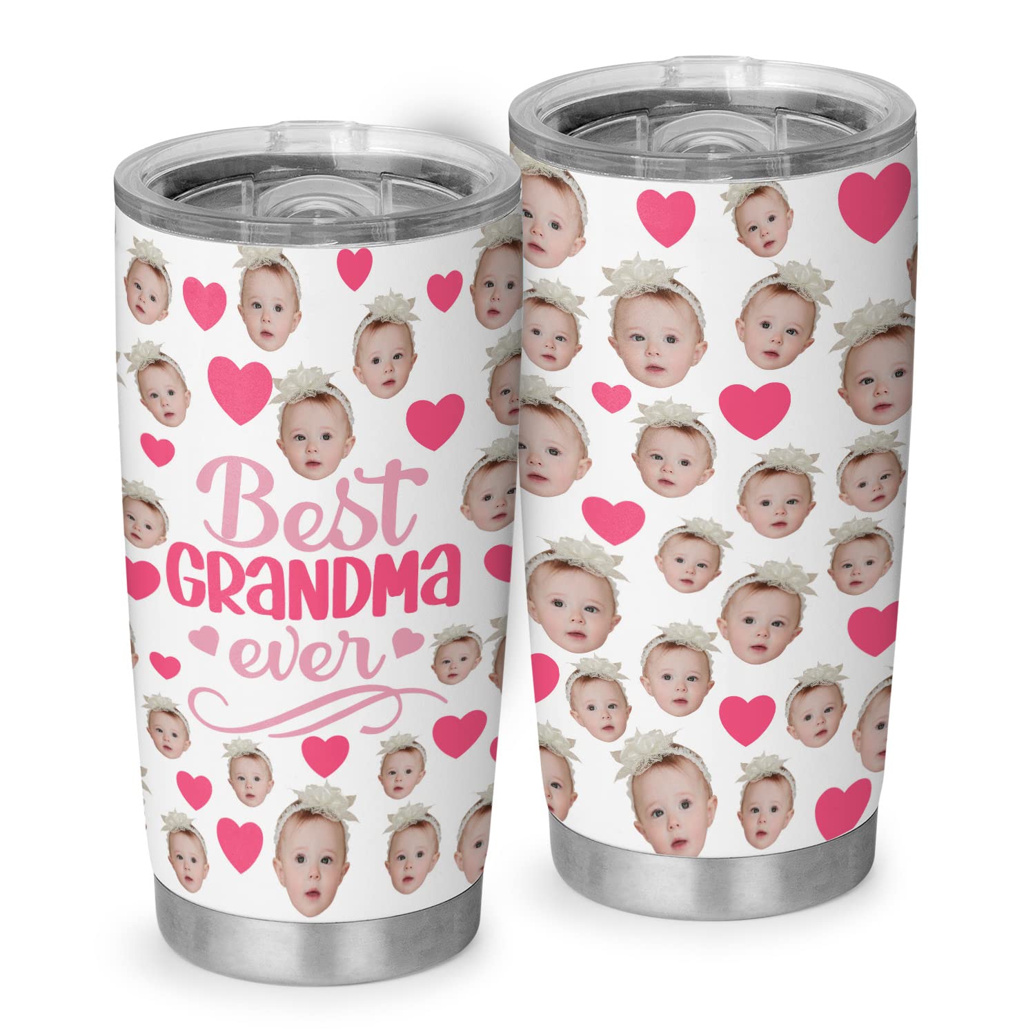 Personalized Custom 'First Time Grandma' Stainless Steel Tumbler - 20oz Insulated Travel Mug with 'Best Grandma Ever' Design - Perfect Christmas, Birthday & Mother's Day Gift for New Grandmas from Grandchildren - Ideal for Coffee, Tea & Hot/Cold Drinks at Home or On-the-Go