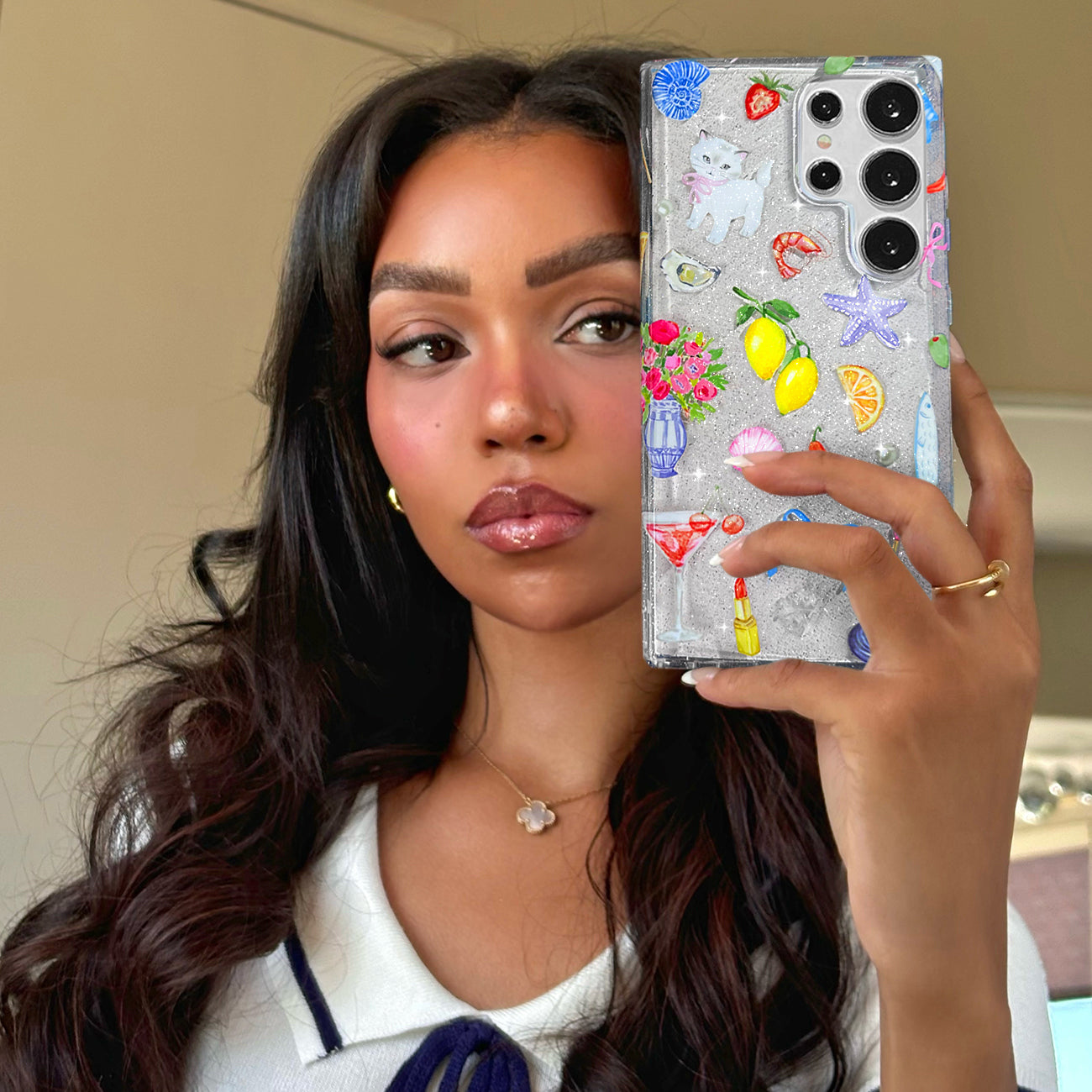 Dolce Vita Glitter Samsung Phone Case - Sparkly Protective Cover for Galaxy S21/S22/S23 - Perfect for Parties, Events & Everyday Glam