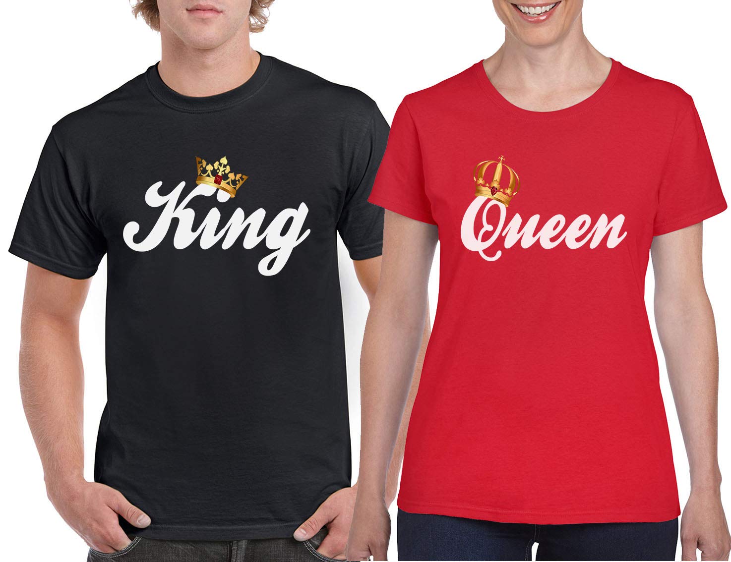 King & Queen Matching Couple T-Shirts - His and Her Love Tees for Anniversary, Valentine's Day & Romantic Date Nights