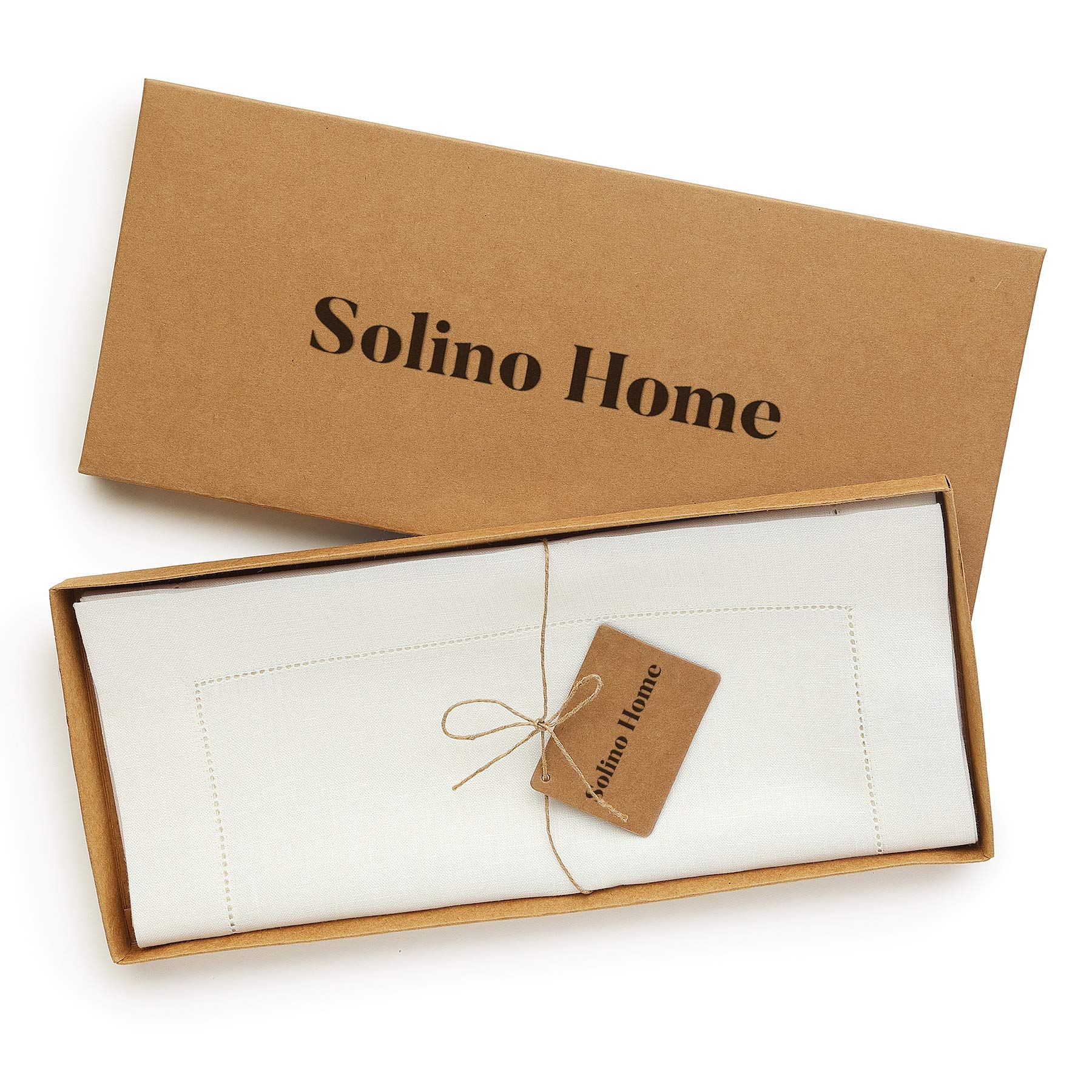 Solino Home 100% Pure Linen Ivory Table Runner 16 x 108 Inches - Classic Hemstitch Design for Dining Table, Wedding Decor, Party & Holiday Events (Easter, Mother's Day, Spring)