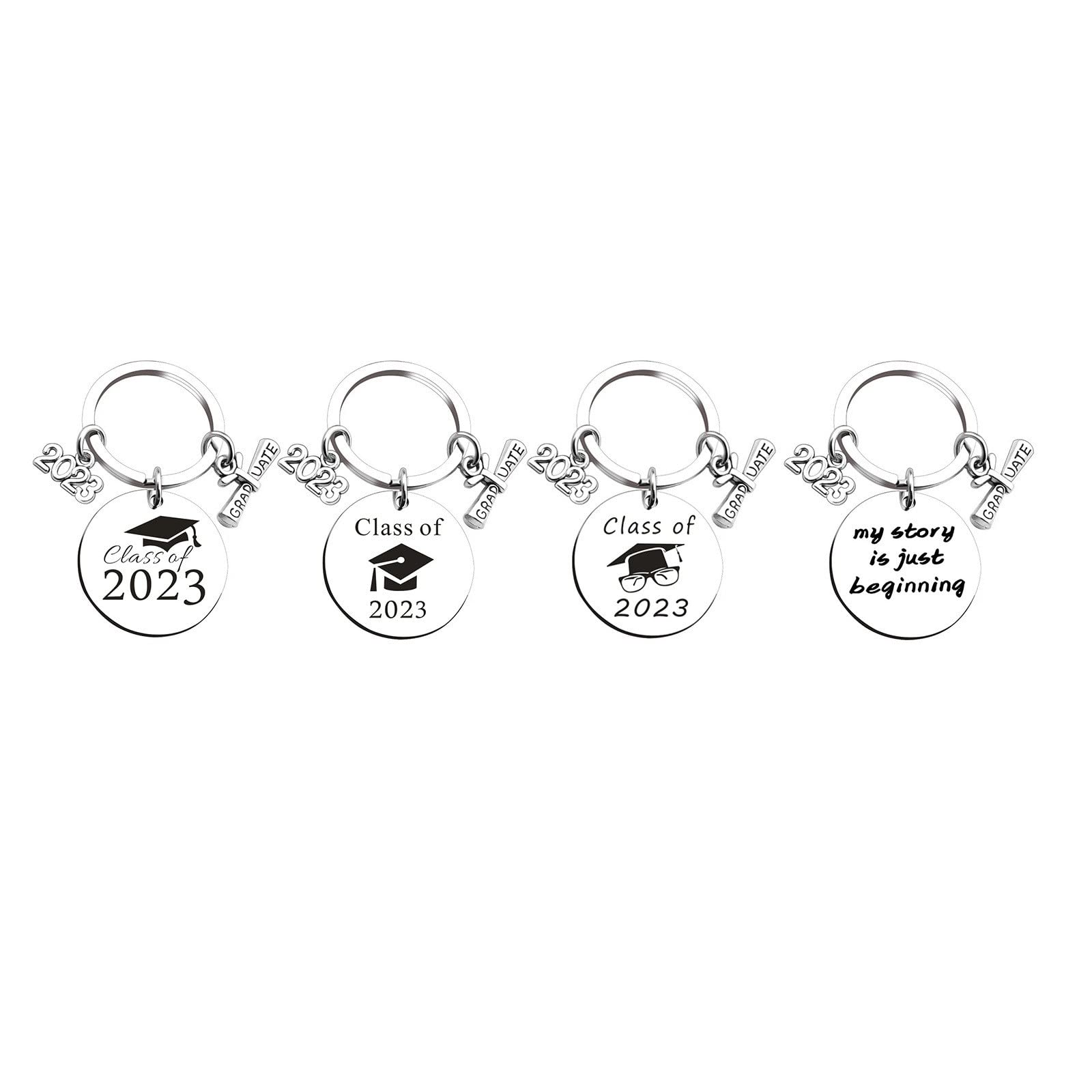 LUOZZY 12 Pcs My Story is Just Beginning Keychain - Class of 2023 Graduation Keychain Set - Commencement Souvenir Gifts for Graduates - Perfect for Graduation Parties, School Events & Gift Giving