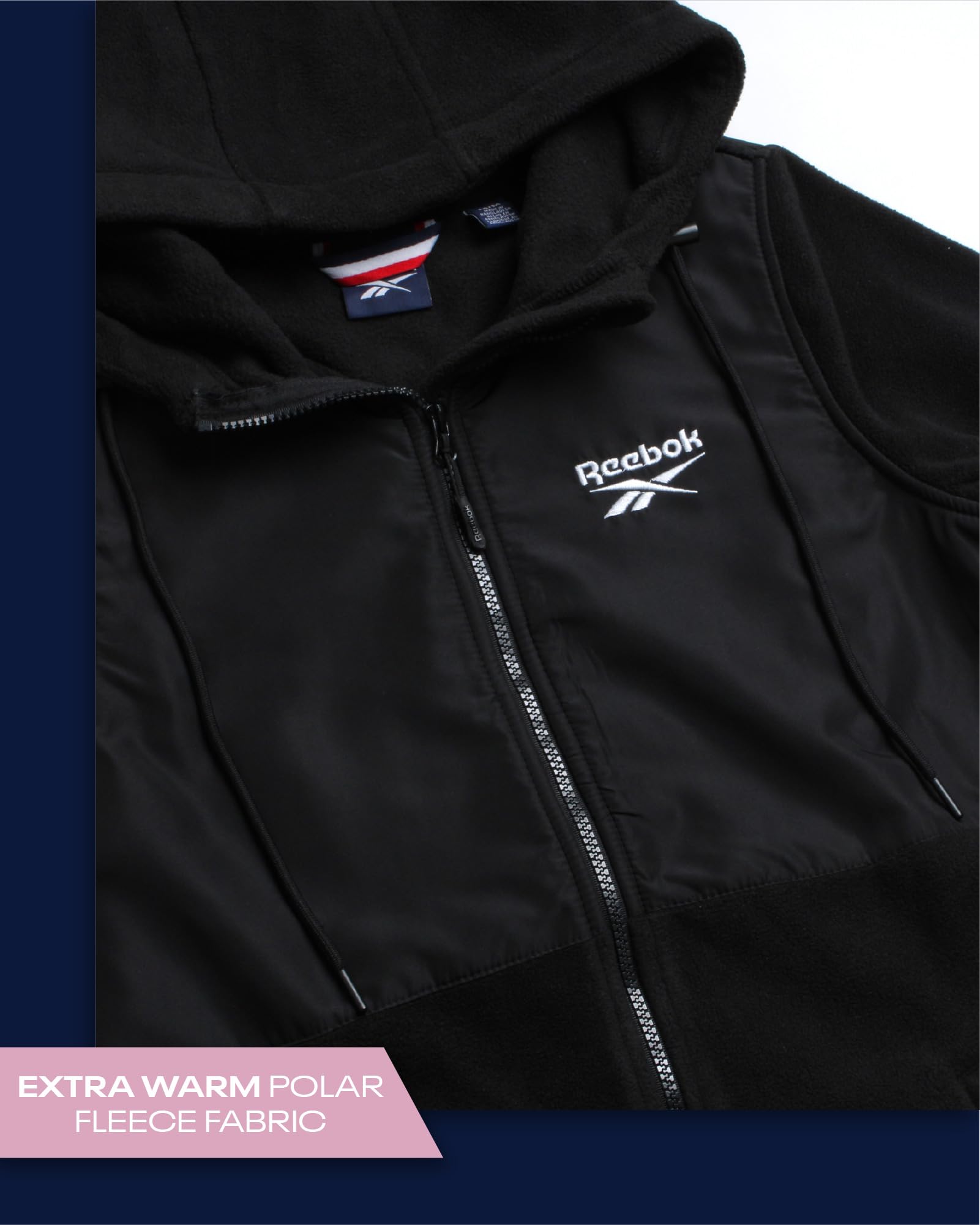 Reebok Women's Polar Fleece Lightweight Jacket - Soft Warm Sweatshirt Coat for Running, Hiking & Outdoor Activities (Sizes S-XL)